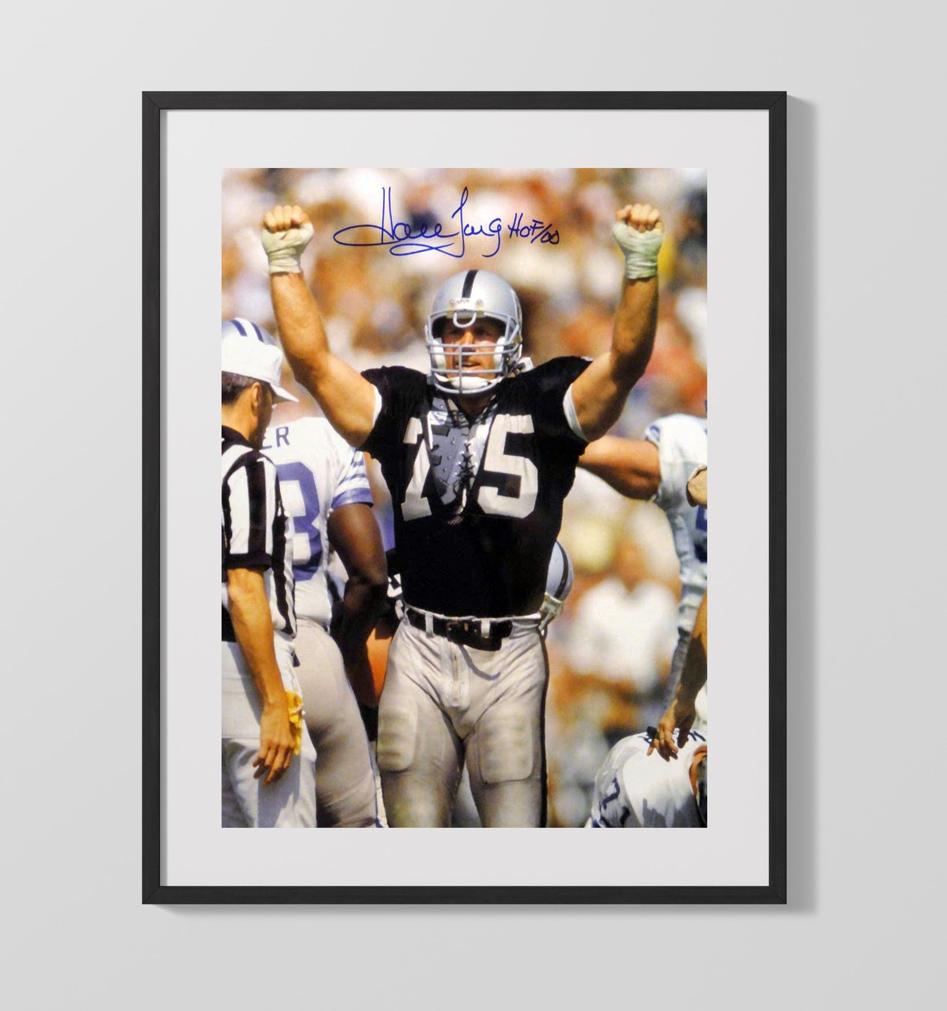 Howie Long - Silver and Black Strength Vintage Football Wall Art - 16x20 Gallery Frame football decor