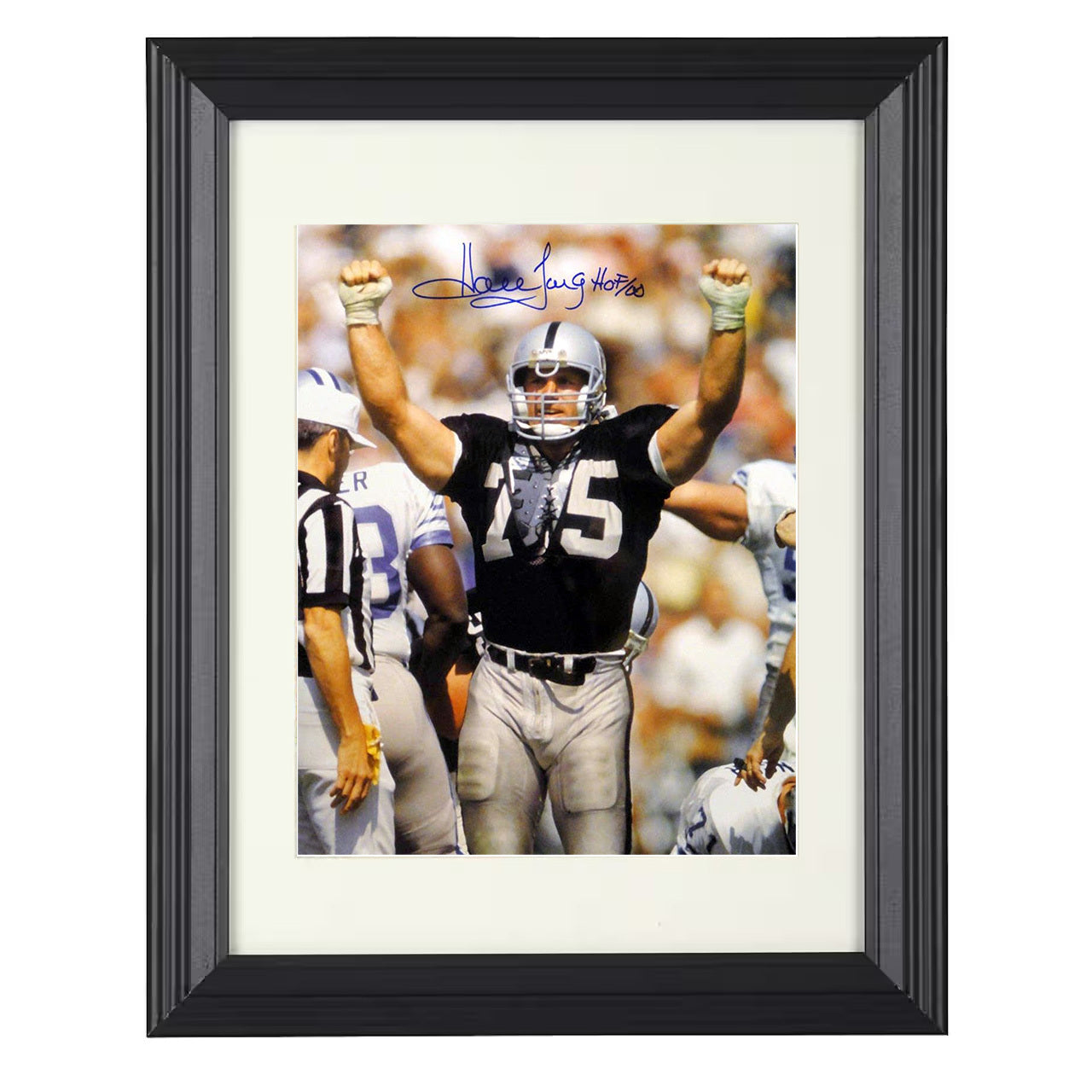Howie Long – Silver and Dark Strength Image – 8x10 black beveled framed football wall art