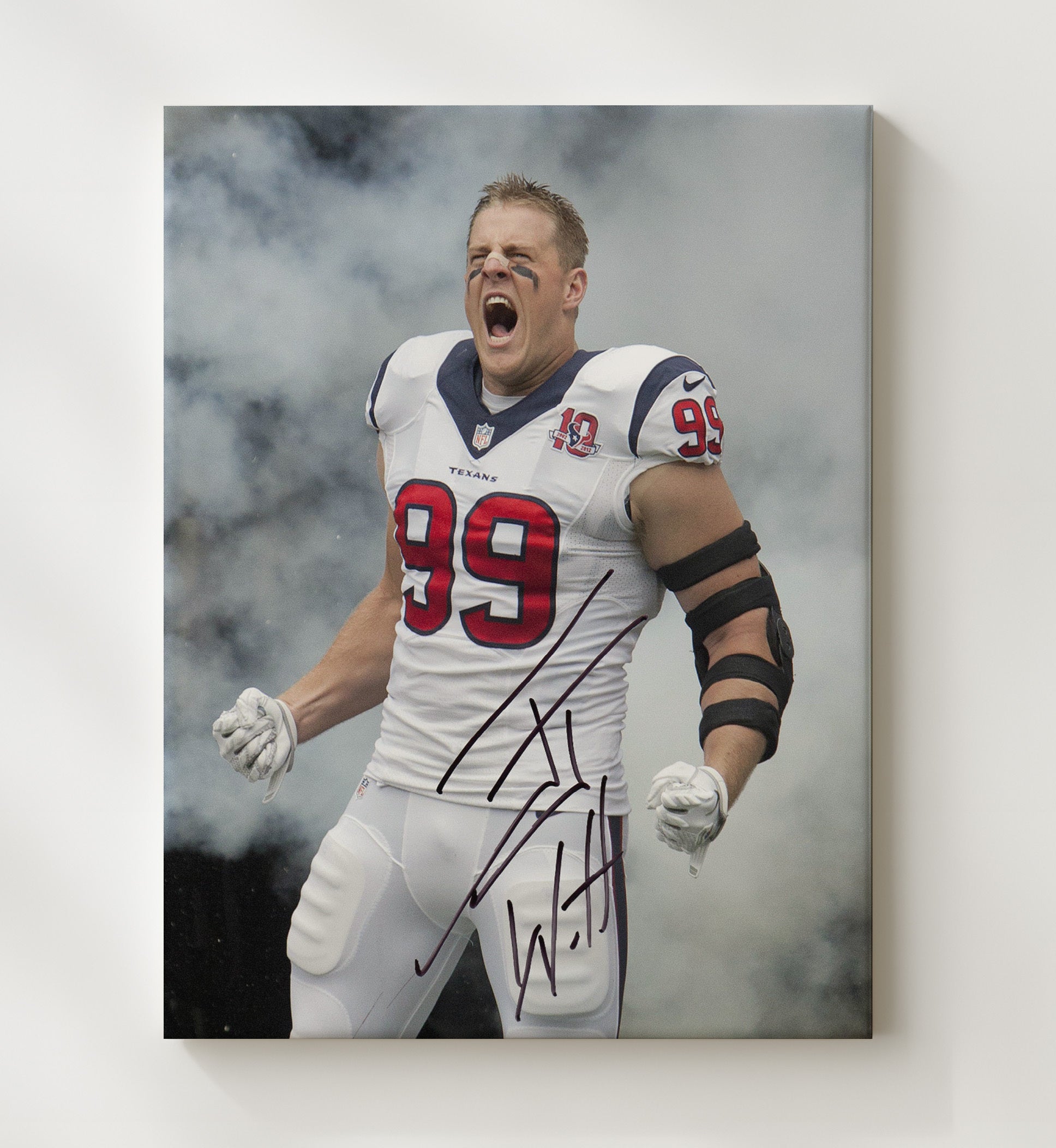 JJ Watt - Houston football Defensive Entrance Smoke Yell Vintage Football Wall Art - 20x24 Canvas football decor