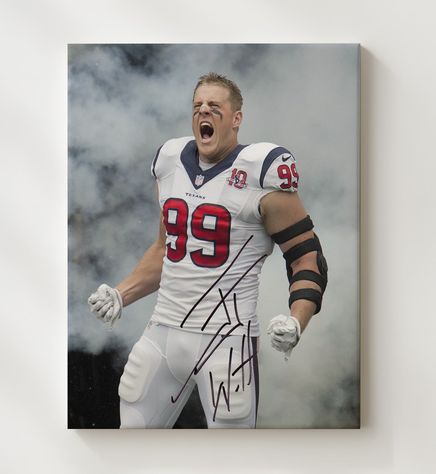 Jj Watt - Houston Football Defensive Entrance Smoke Yell Football Wall Art - football wall art print