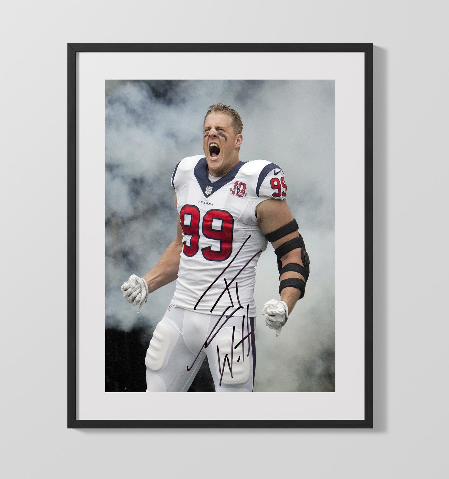 Jj Watt - Houston Football Defensive Entrance Smoke Yell Football Wall Art - football wall art print