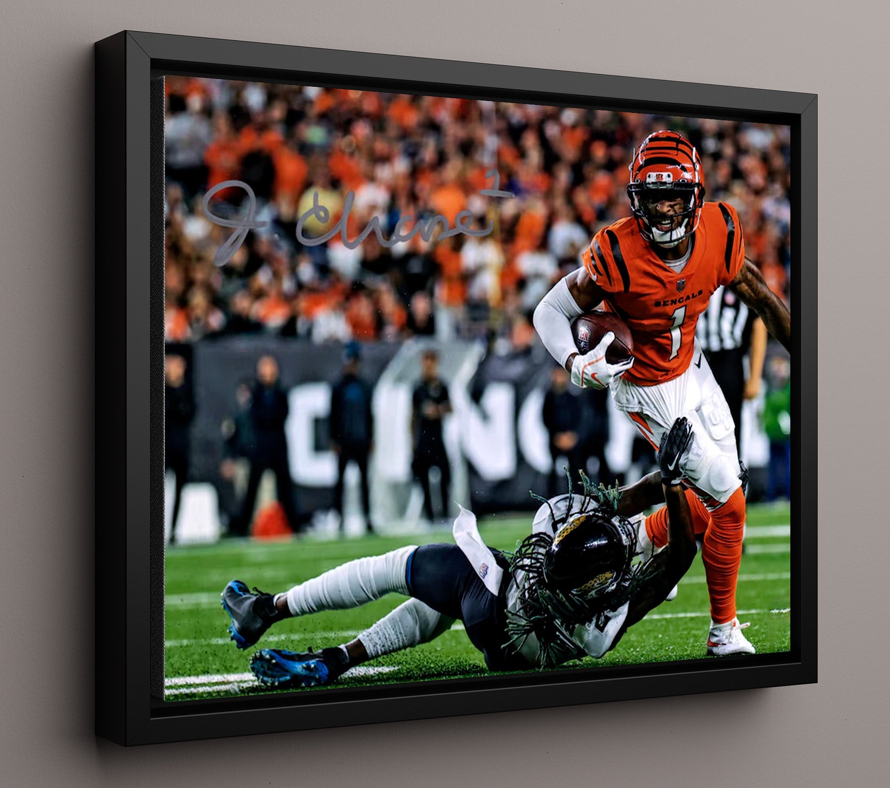Jamarr Chase Breaks Tackle - Untouchable Football Wall Art - football wall art print