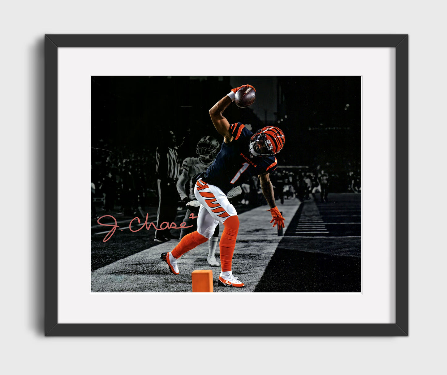 Jamarr Chase Spike - End Zone Thunder Football Wall Art - football wall art print