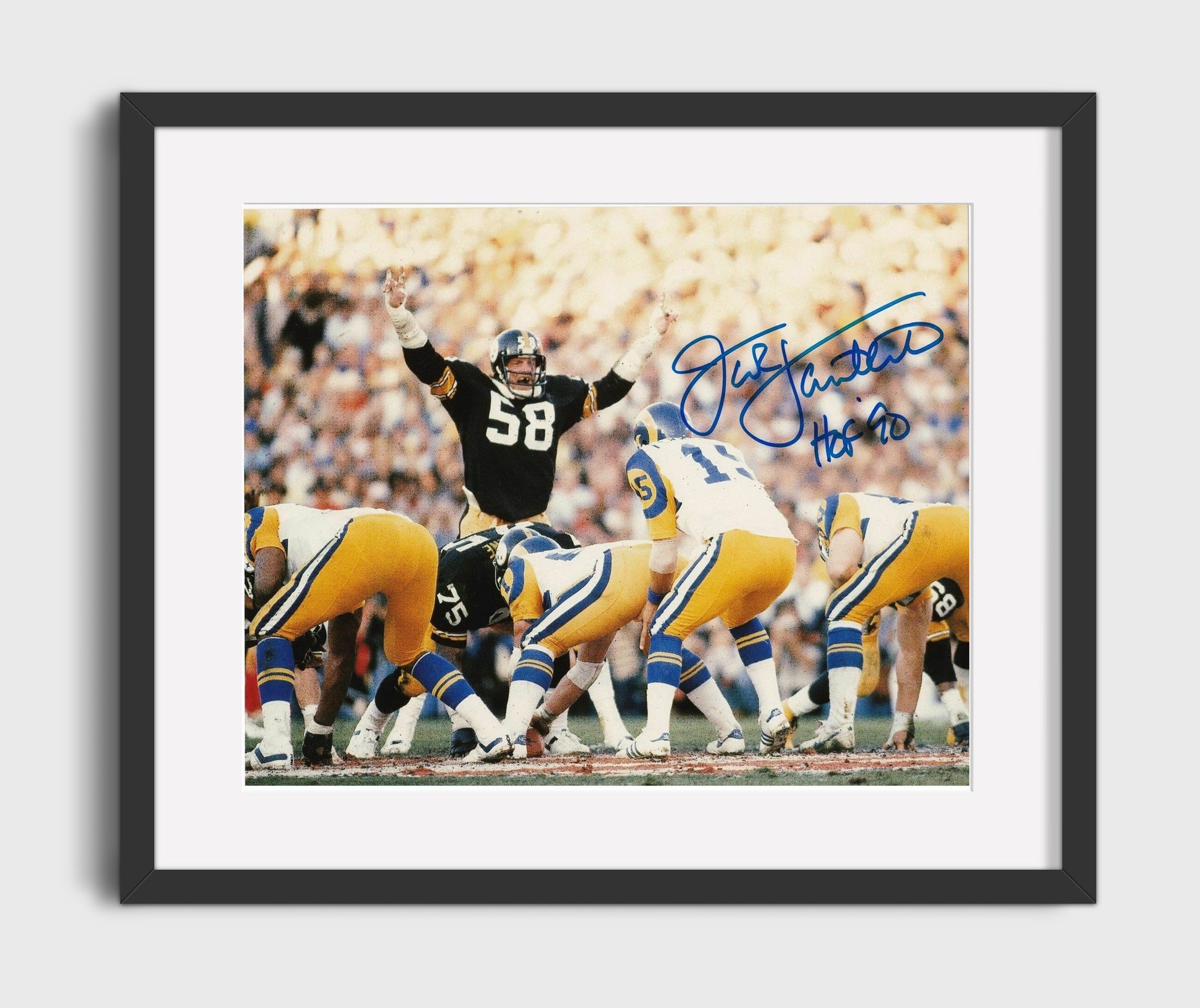 Jack Lambert - Pittsburgh Football Linebacker Defensive Stance Vintage Football Wall Art - 16x20 Gallery Frame football decor
