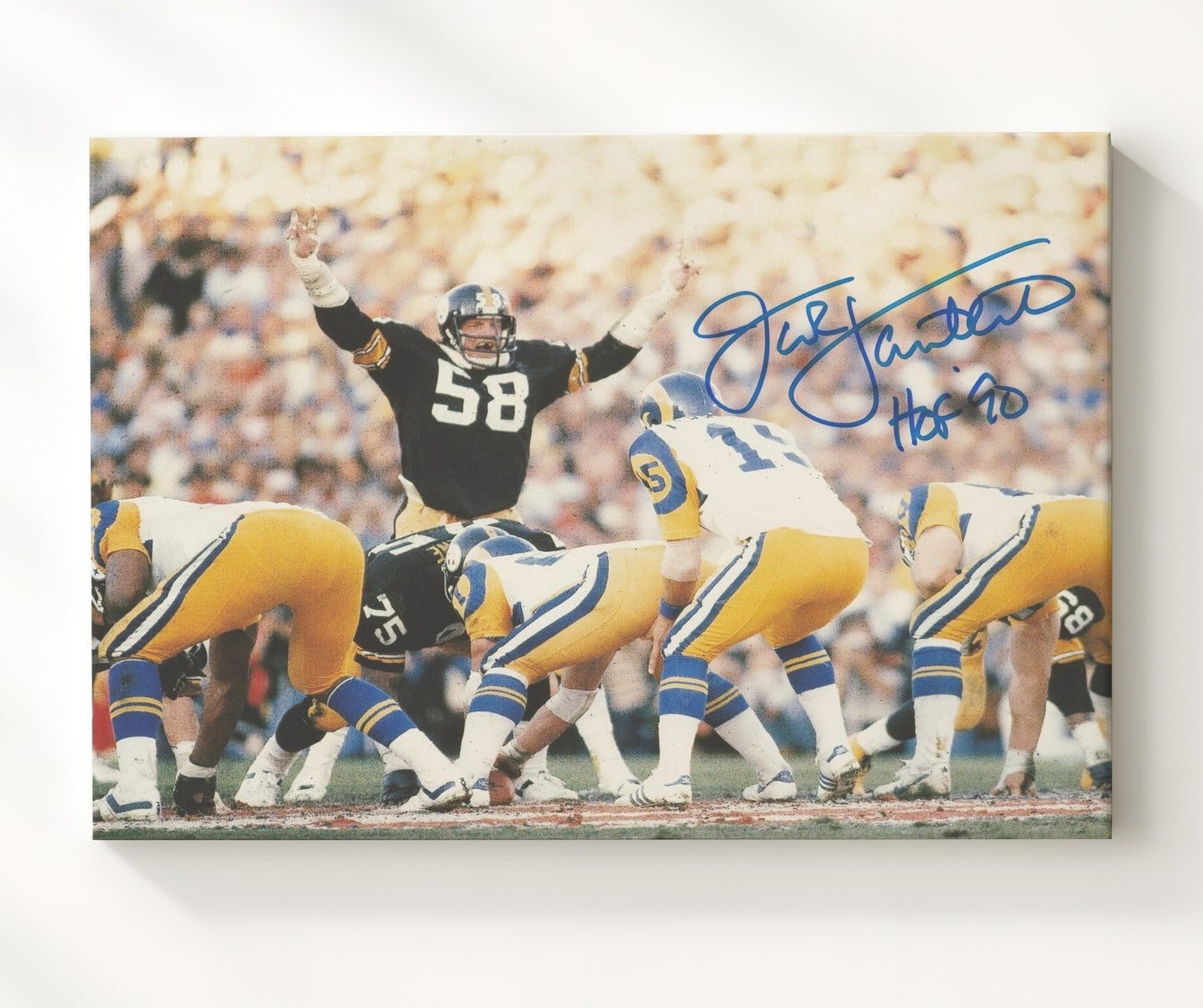 Jack Lambert - Pittsburgh Football Linebacker Defensive Stance Vintage Football Wall Art - 20x24 Canvas football decor