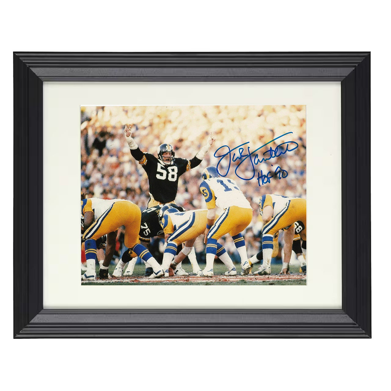Jack Lambert – Pittsburgh Linebacker Defense Stance – 8x10 black beveled framed football wall art