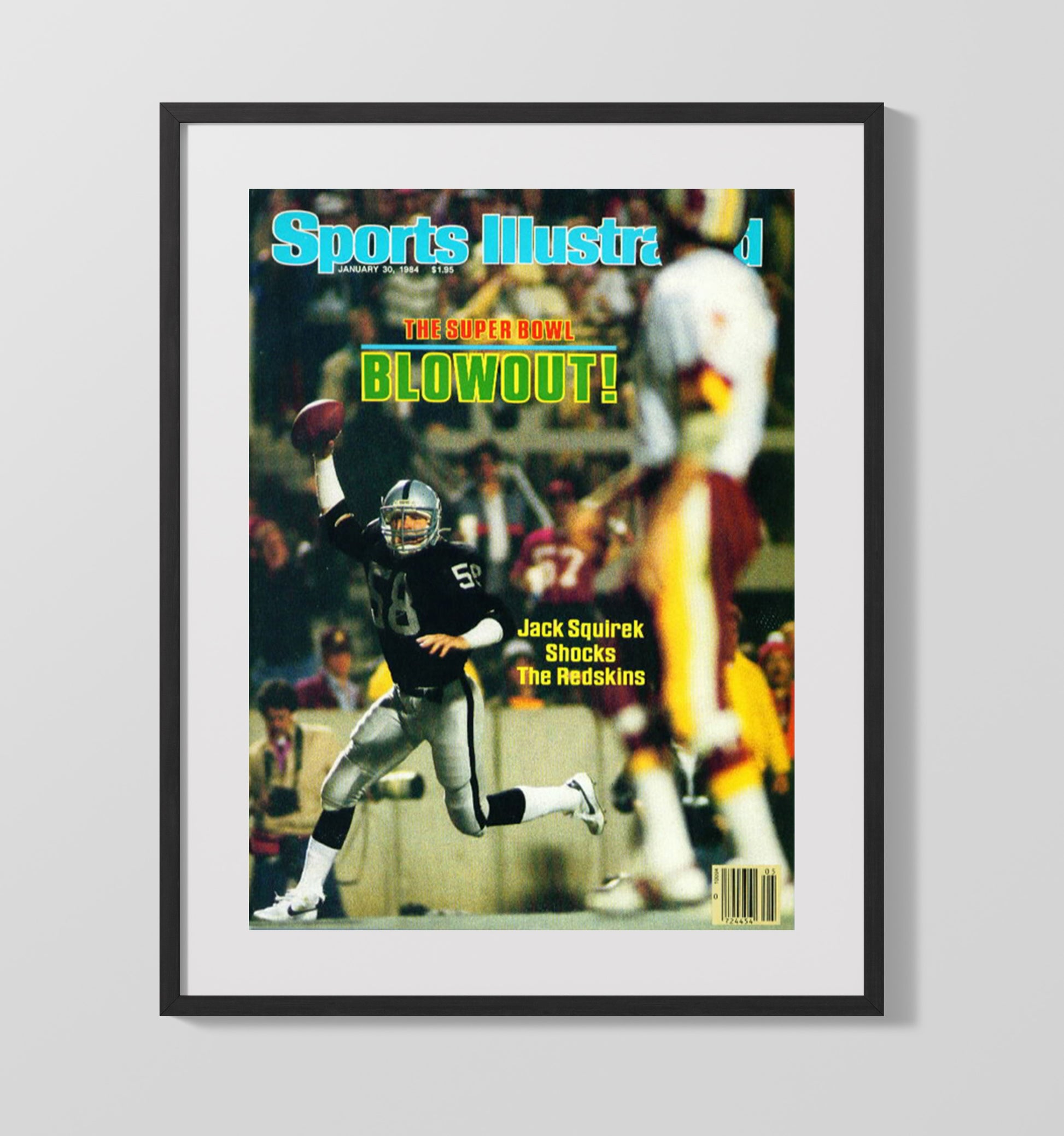 Jack Squirek - Los Angeles football Super Bowl XVIII Interception 1984 SI Cover Vintage Football Wall Art - 16x20 Gallery Frame football decor