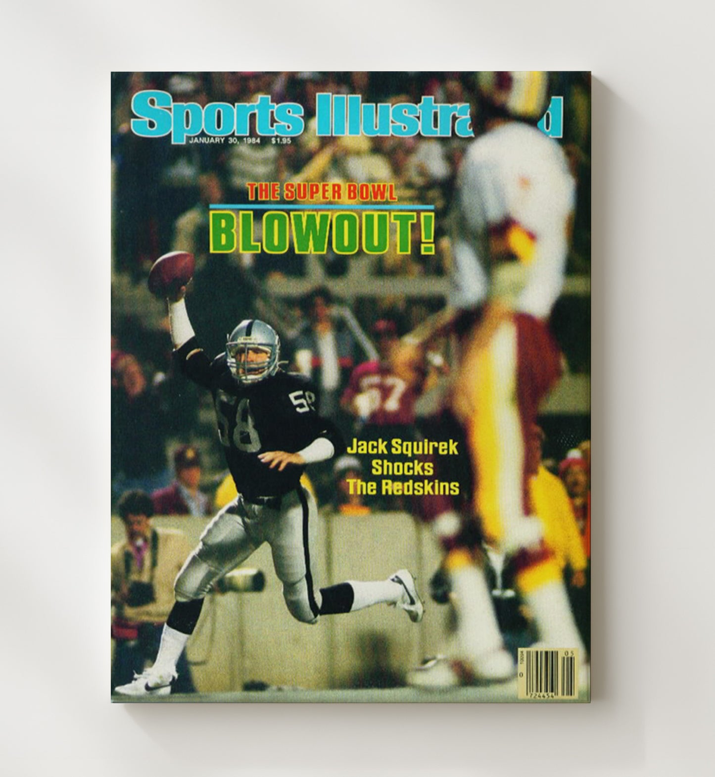 Jack Squirek - Los Angeles football Super Bowl XVIII Interception 1984 SI Cover Vintage Football Wall Art - 20x24 Canvas football decor