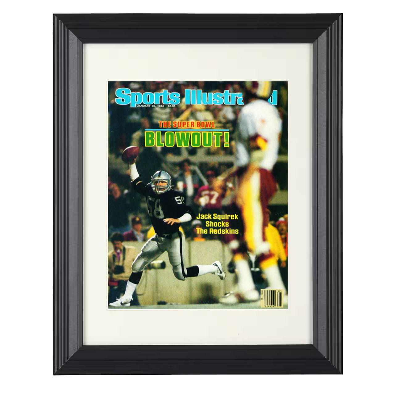 Jack Squirek – Los Angeles XVIII Interception 1984 SI – 8x10 black beveled framed football wall art
