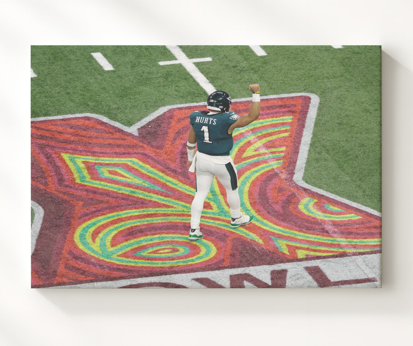 Jalen Hurts Philadelphia Championship End Zone Celebration Football Wall Art 16x20 Canvas Wall Art wall art print - Football decor