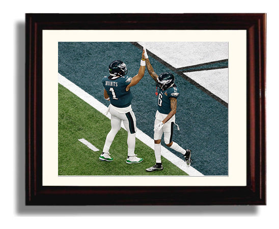 Jalen Hurts and Devonta Smith - Philadelphia Football End Zone Super Celebration Football Wall Art - football wall art print