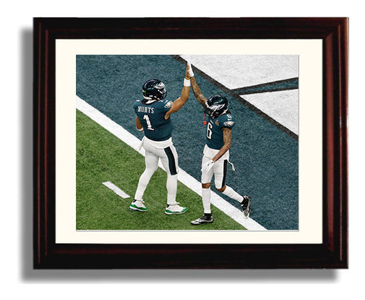 Jalen Hurts and DeVonta Smith - Philadelphia Football End Zone Super Celebration 8x10 Canvas vintage football wall art