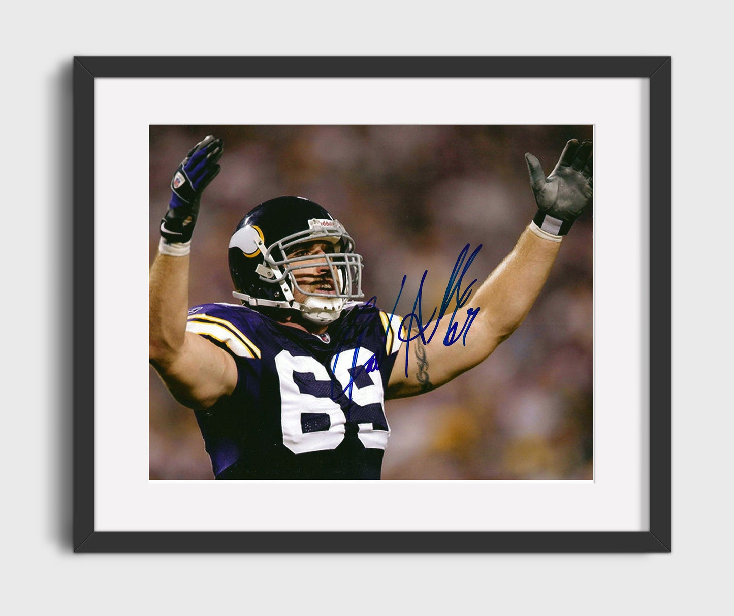 Jared Allen Minnesota Sack Celebration Arms Raised Football Wall Art 16x20 Gallery Framed Artwork wall art print - Football decor