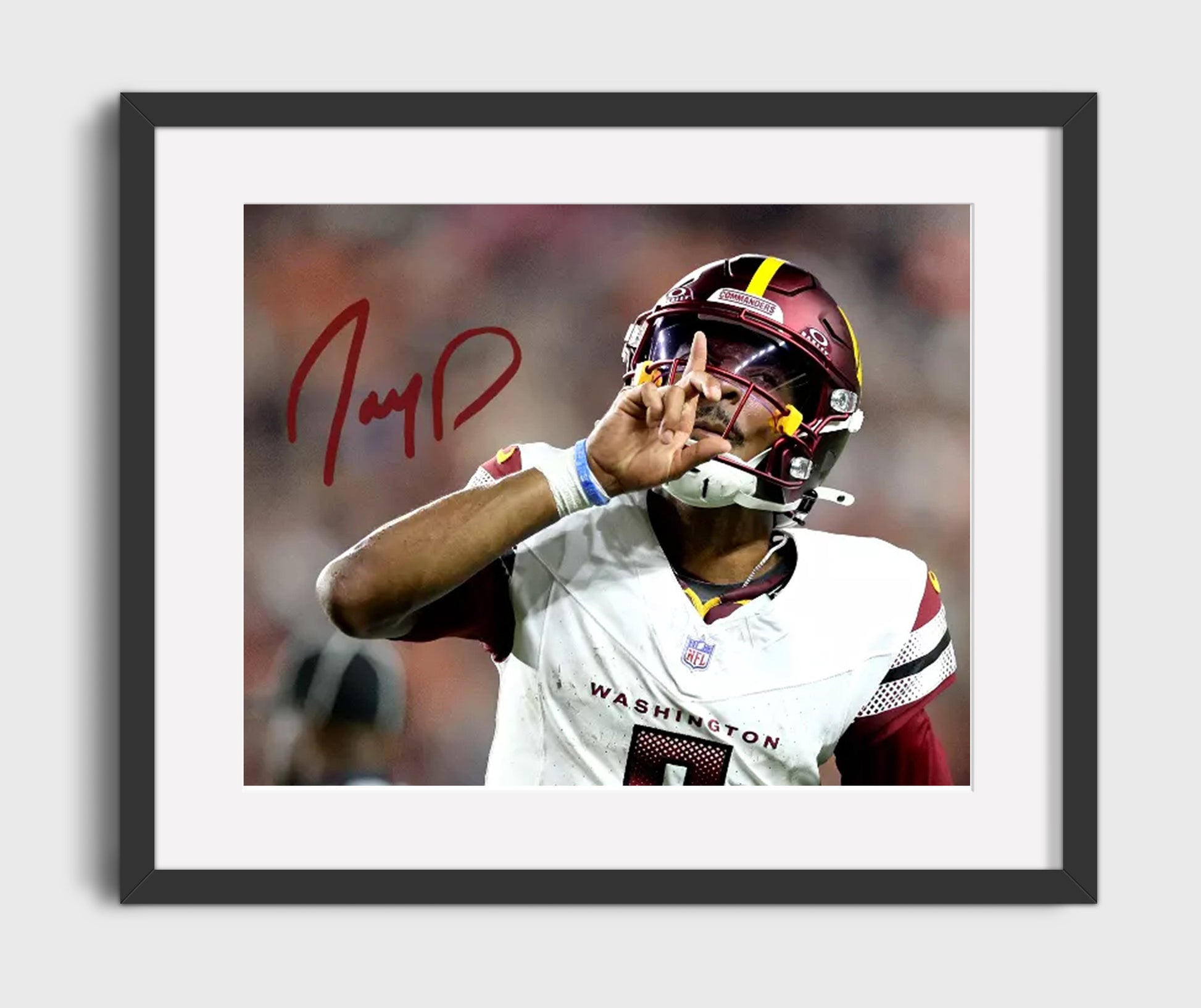 Jayden Daniels Silence Gesture - Hush Mode Football Wall Art - football wall art print