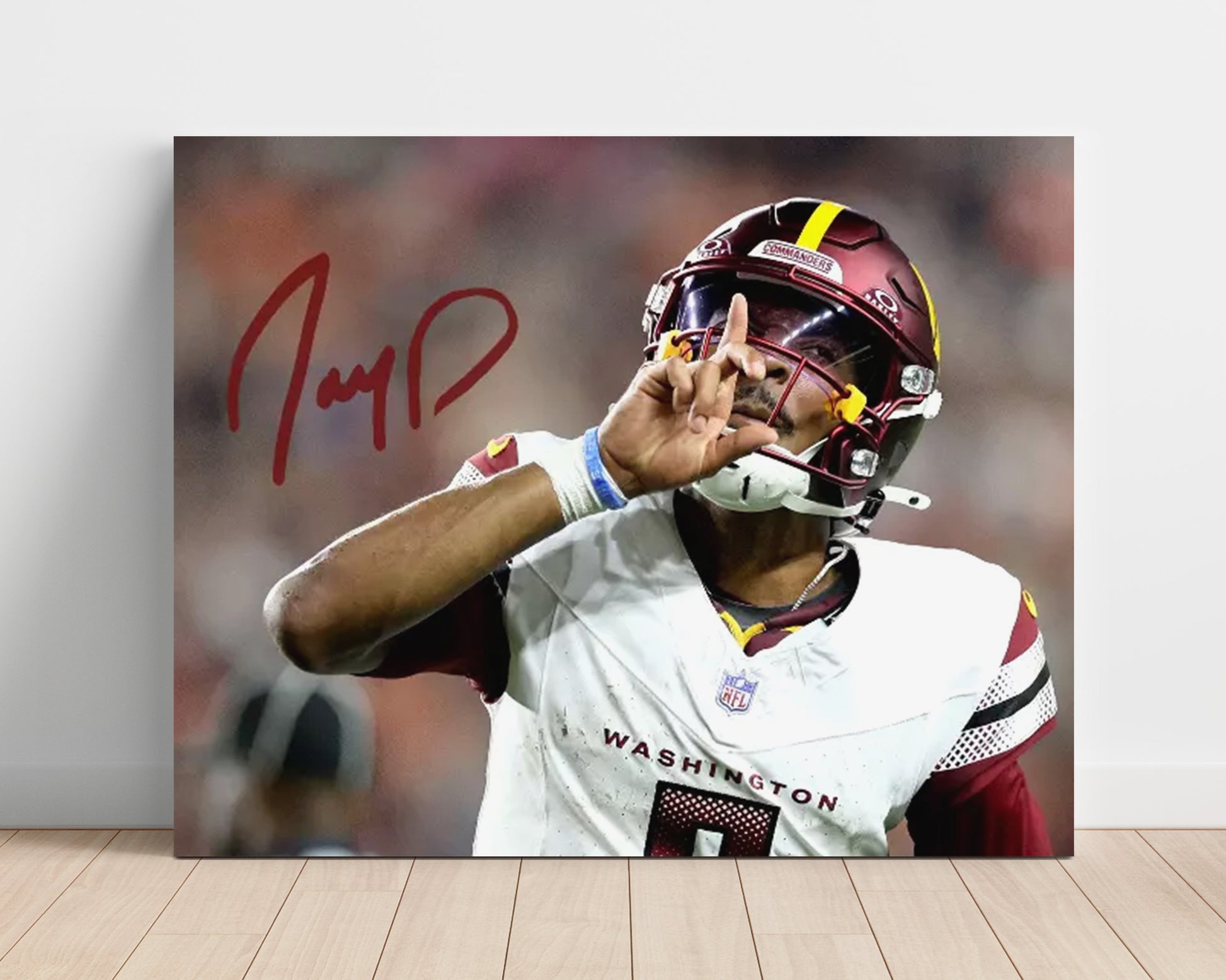 Jayden Daniels Silence Gesture - Hush Mode Football Wall Art - football wall art print