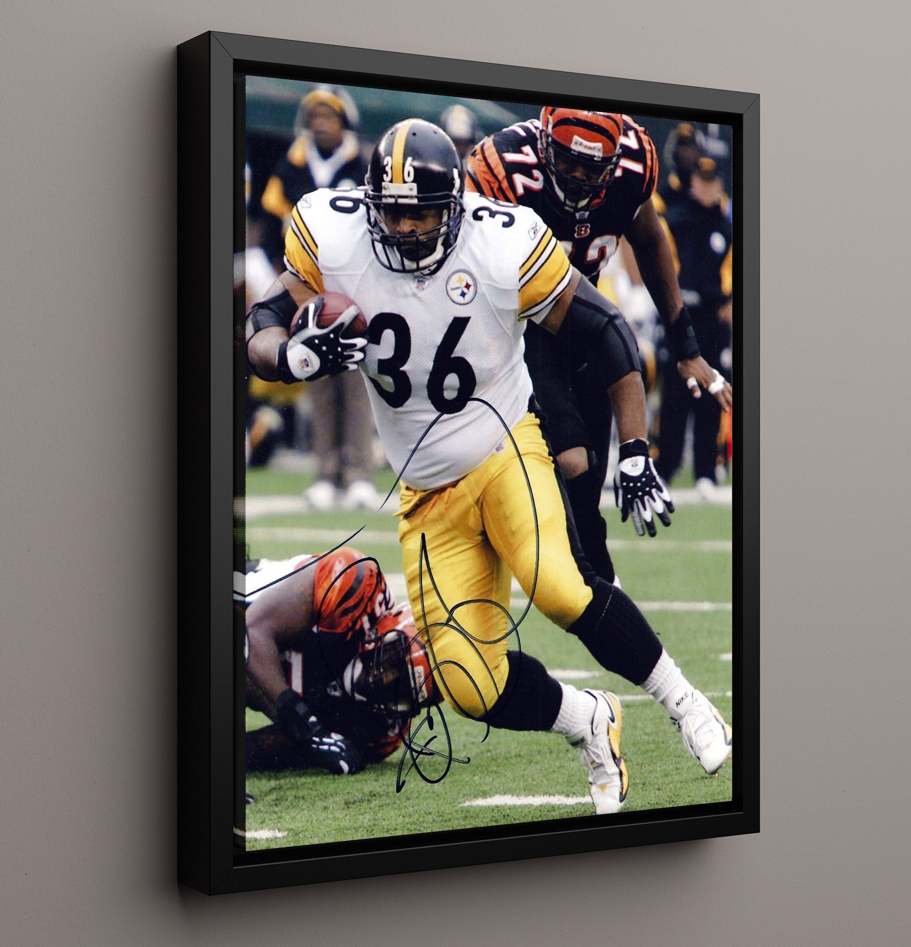 Jerome Bettis - Pittsburgh Football Power Rush Through Line Football Wall Art - football wall art print