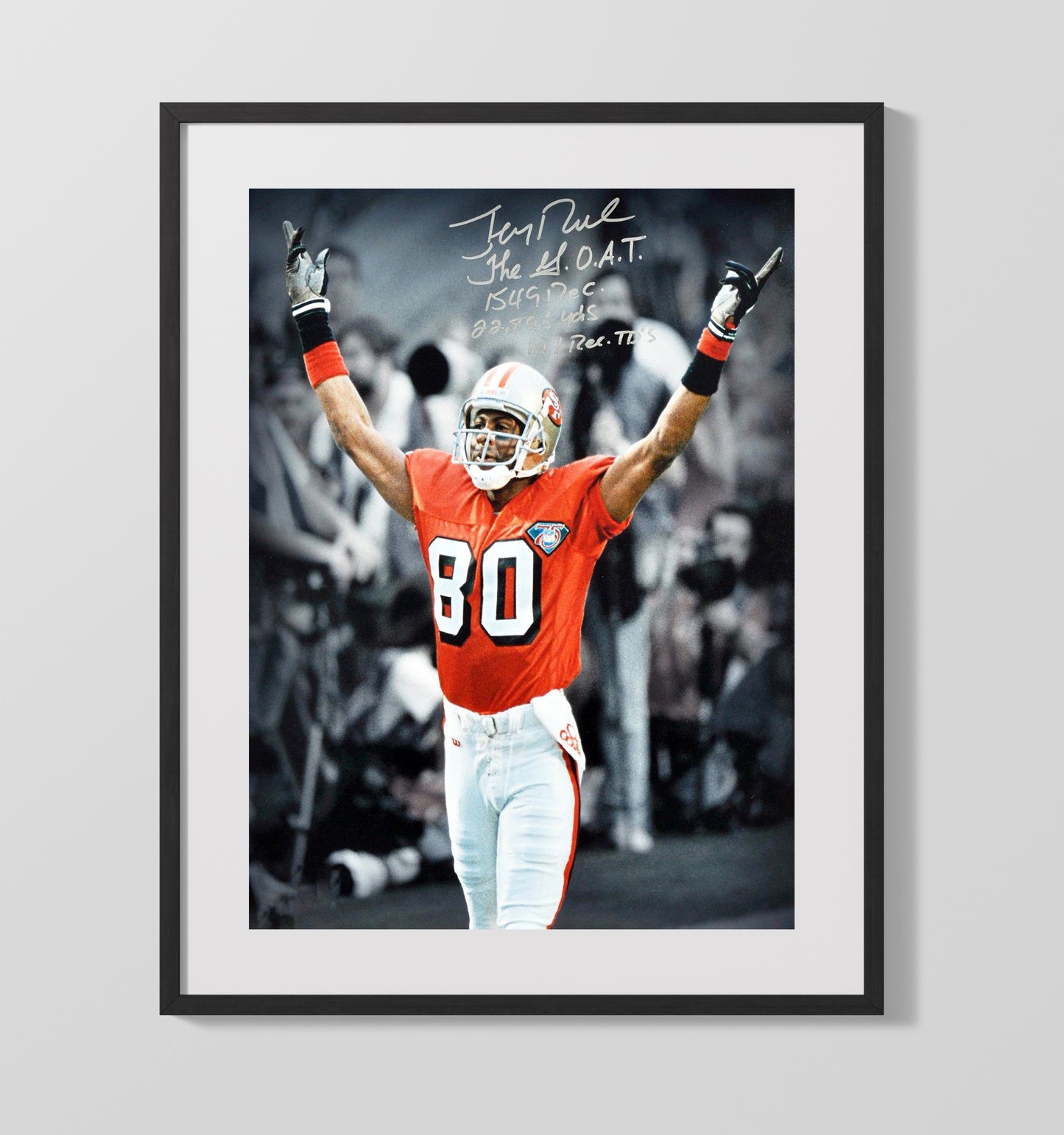 Jerry Rice - the GOAT Vintage Football Wall Art - 16x20 Gallery Frame football decor