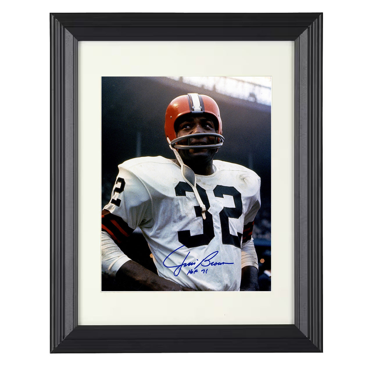 Jim Brown – Cleveland Classic RB Image HOF 71 – 8x10 black beveled framed football wall art
