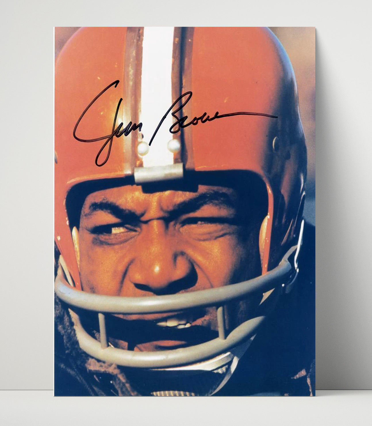 Jim Brown - Cleveland football Helmet Close Up Portrait Vintage Football Wall Art - 16x20 Unframed Print football decor