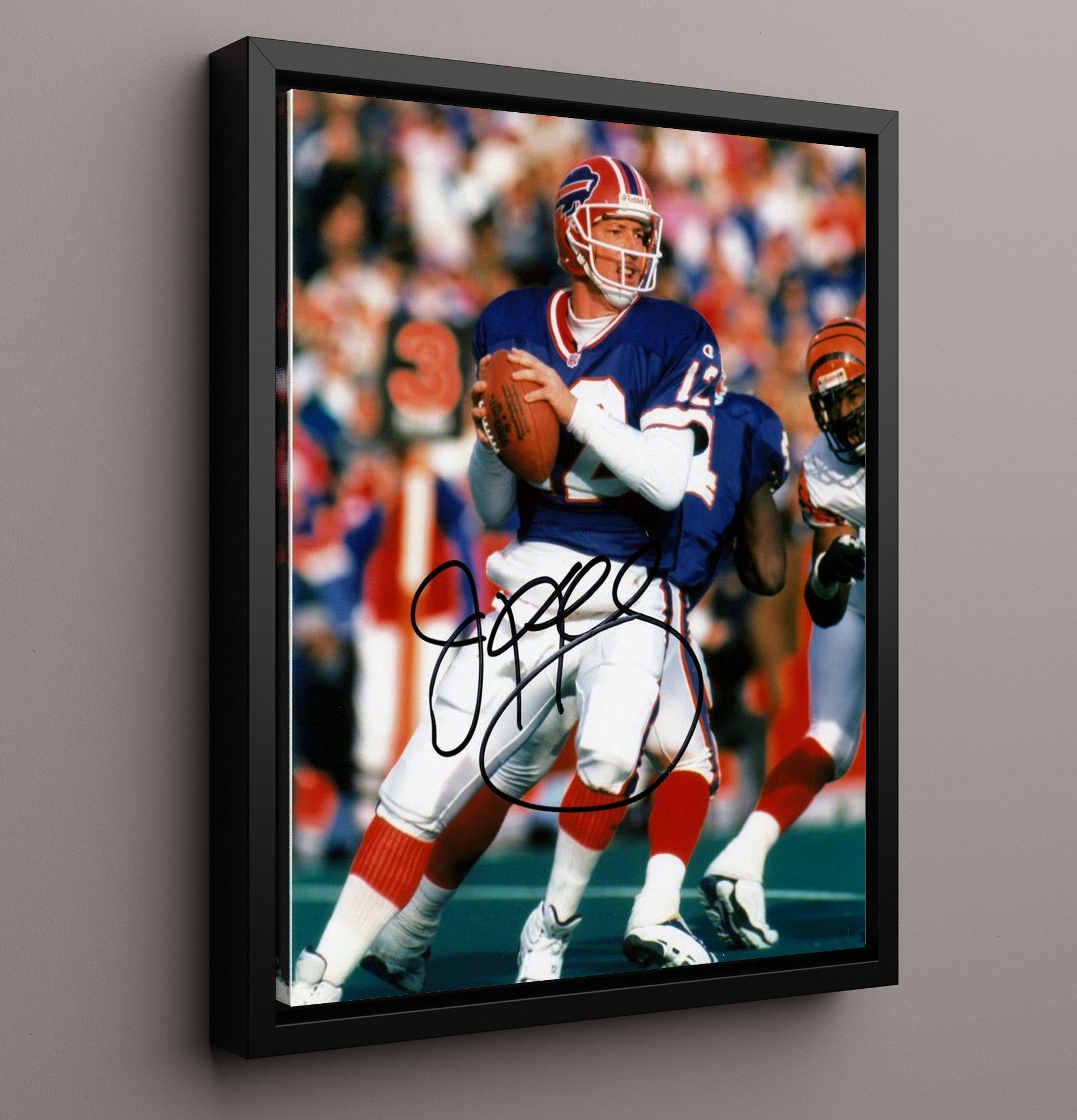 Jim Kelly - K-Gun Commander Vintage Football Wall Art - 16x20 Framed Canvas football decor