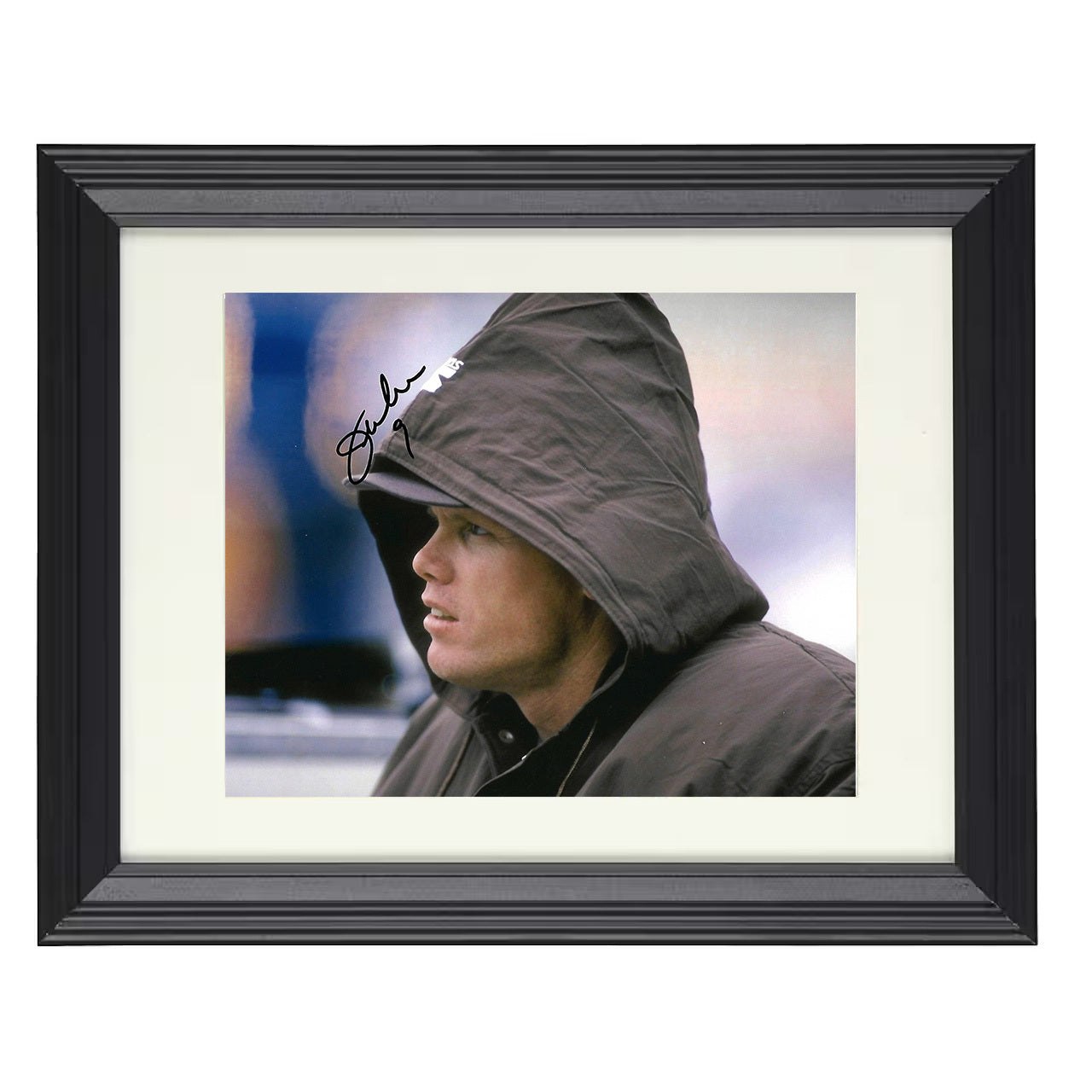 Jim McMahon Hoodie Look – Sideline Rebel – 8x10 black beveled framed football wall art