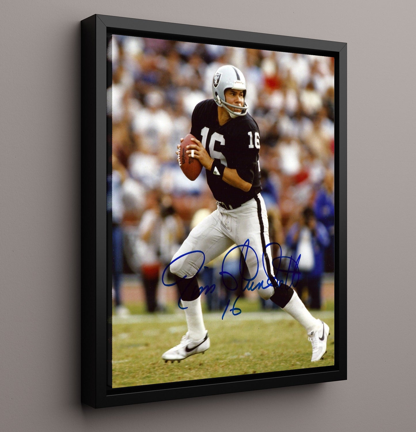 Jim Plunkett - Raider Redemption Vintage Football Wall Art - 16x20 Framed Canvas football decor