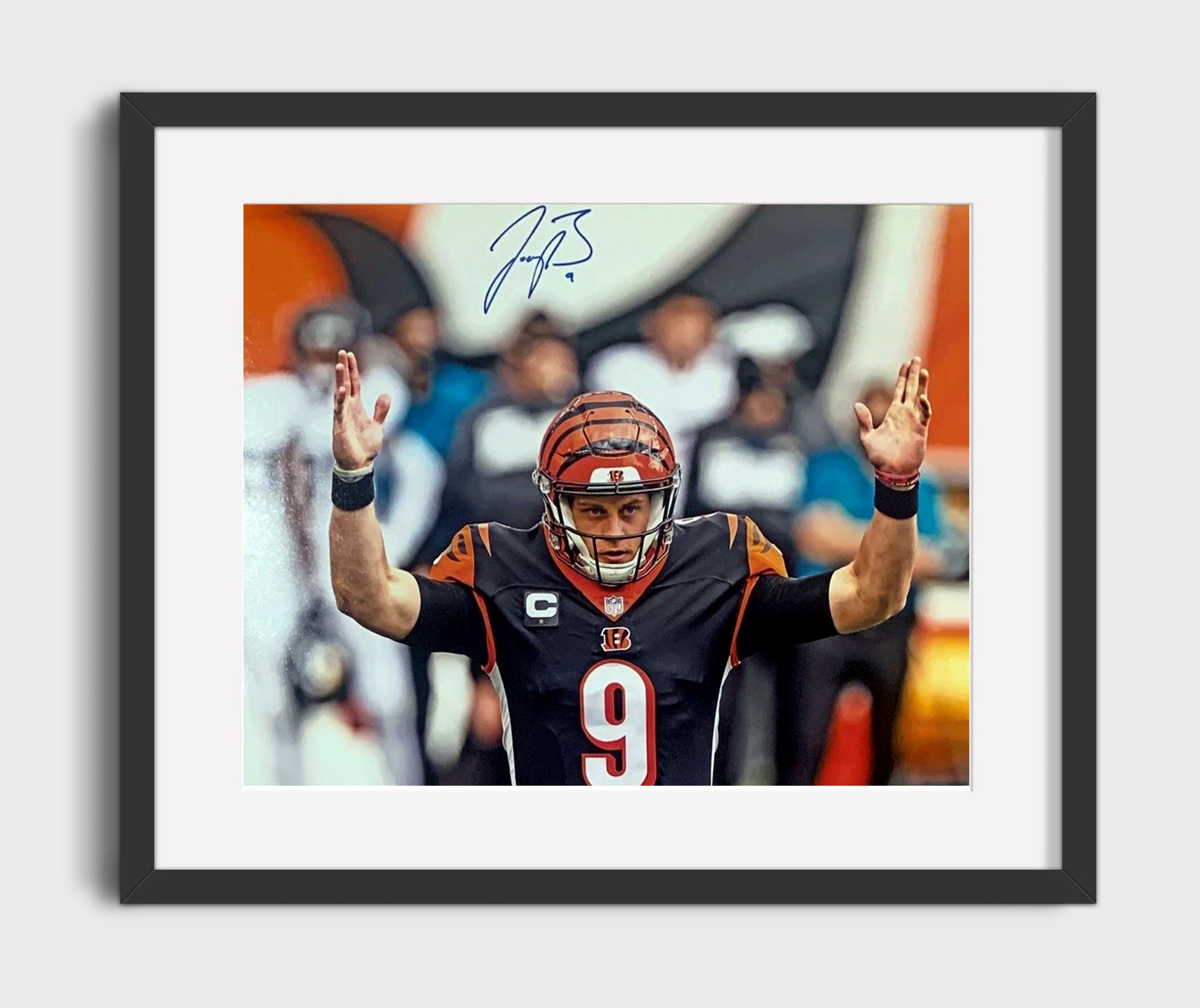 Joe Burrow - Bengal Leader Vintage Football Wall Art - 16x20 Gallery Frame football decor