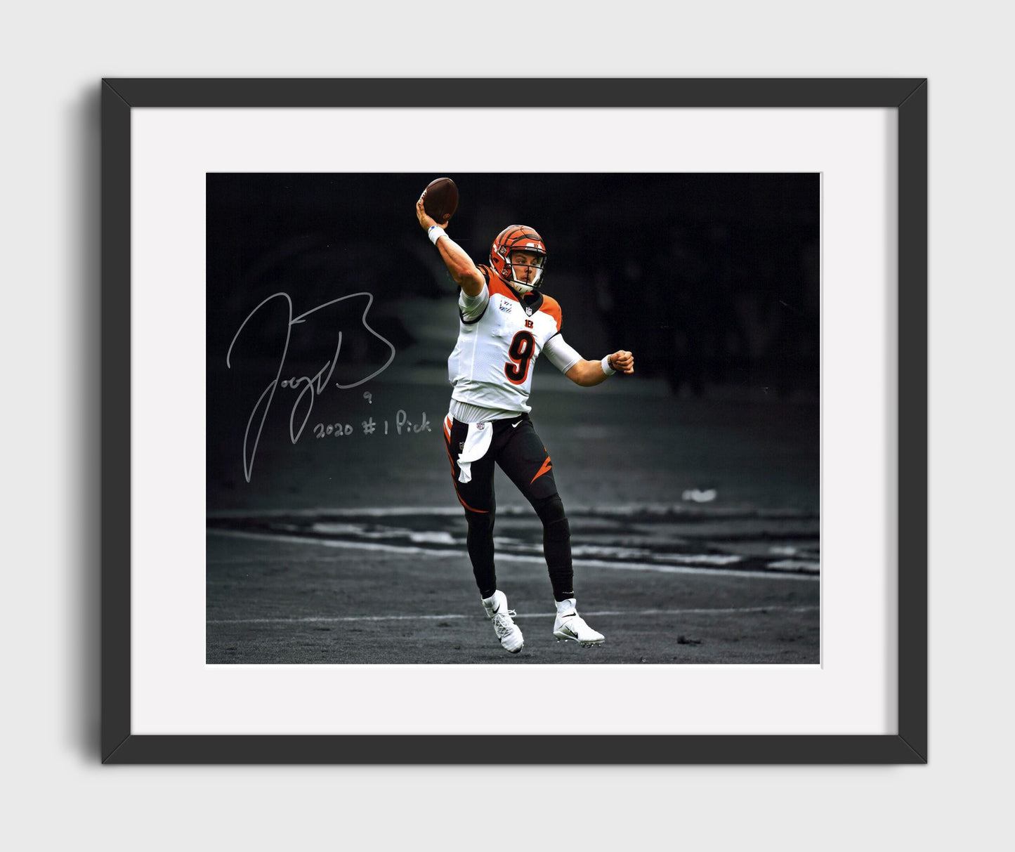 Joe Burrow - Spotlight QB Vintage Football Wall Art - 16x20 Gallery Frame football decor