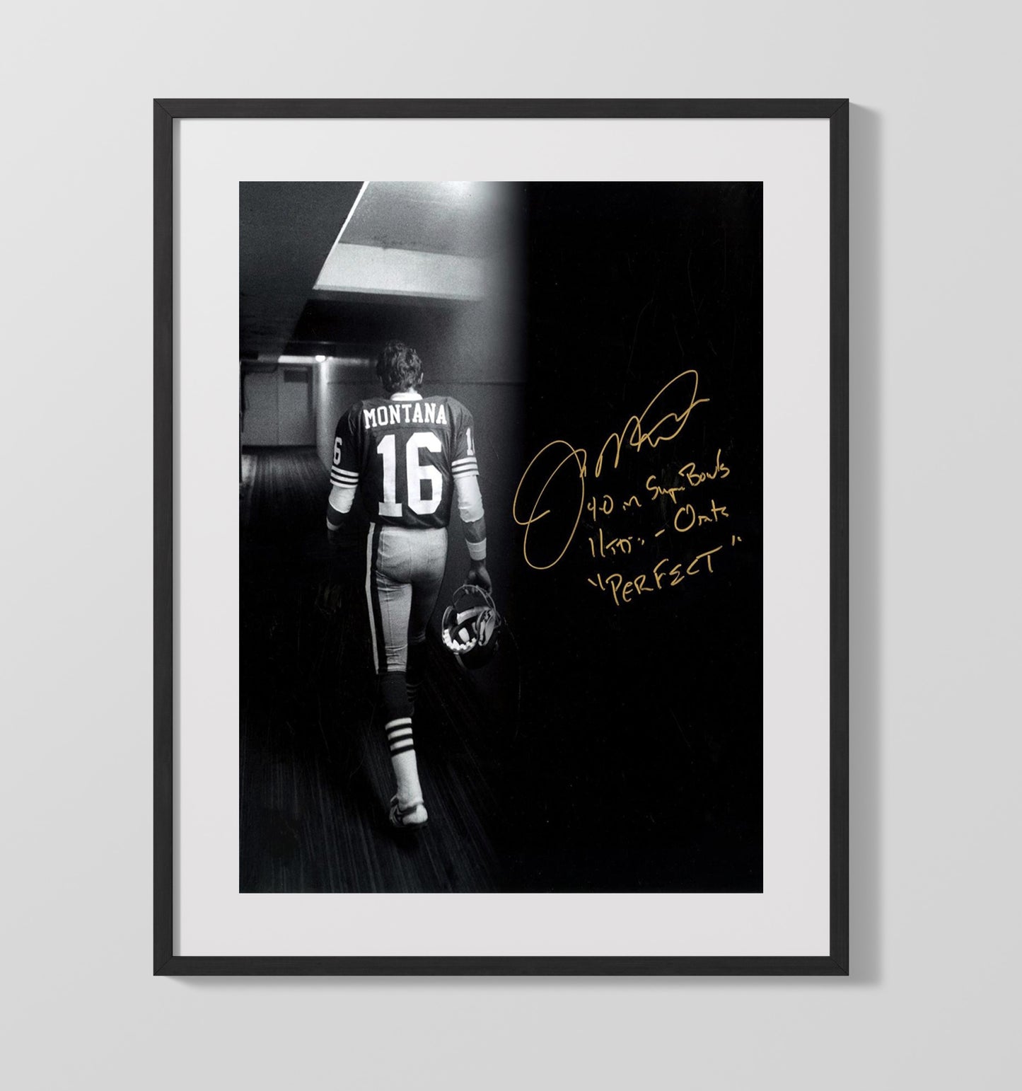 Joe Montana - Perfect 4-0 Vintage Football Wall Art - 16x20 Gallery Frame football decor