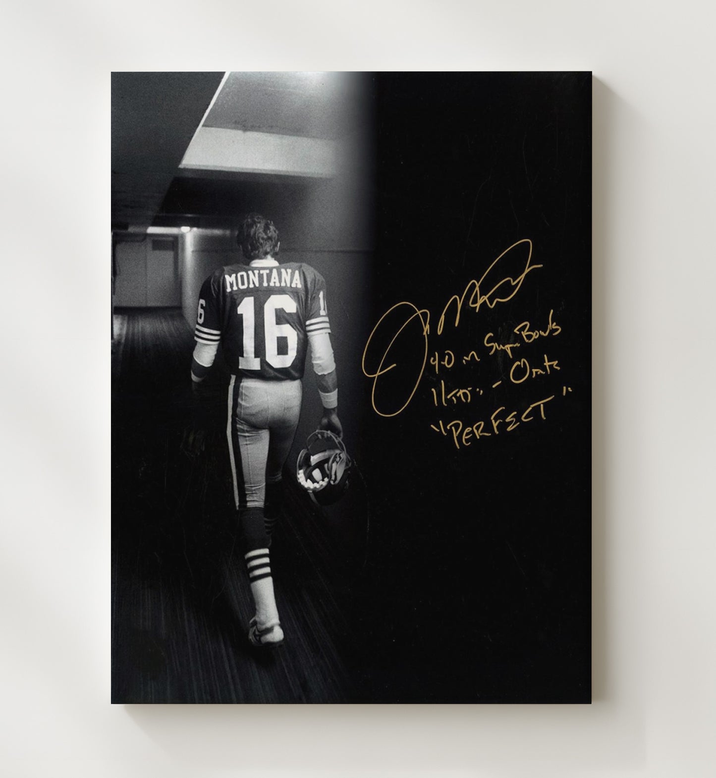 Joe Montana - Perfect 4-0 Vintage Football Wall Art - 20x24 Canvas football decor