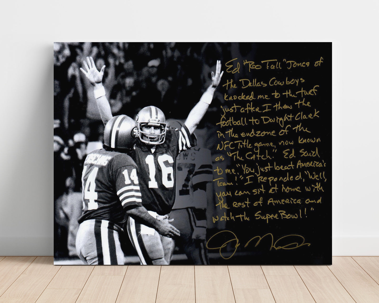Joe Montana - the Catch Victory Vintage Football Wall Art - 16x20 Unframed Print football decor