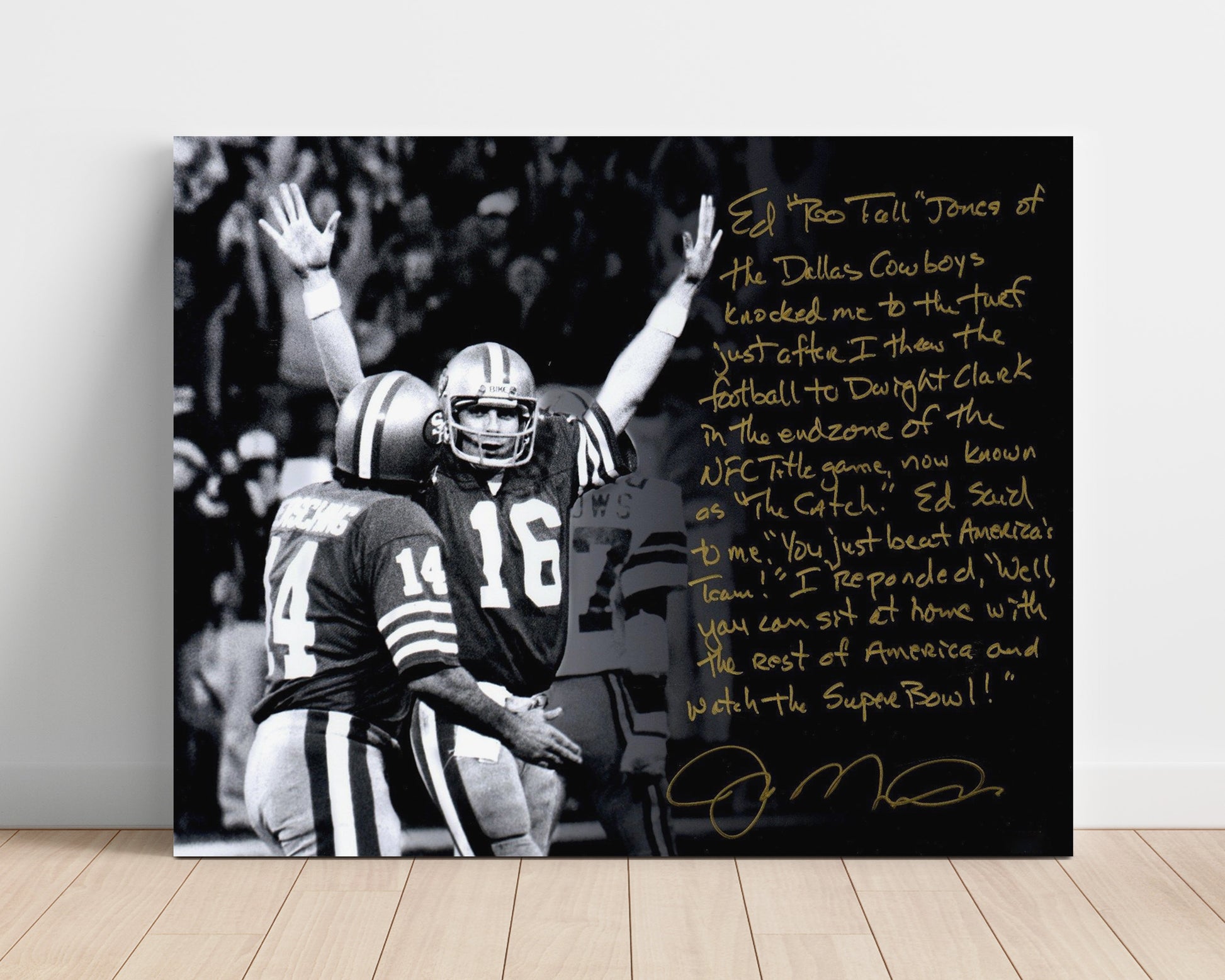 Joe Montana - the Catch Victory Vintage Football Wall Art - 16x20 Unframed Print football decor