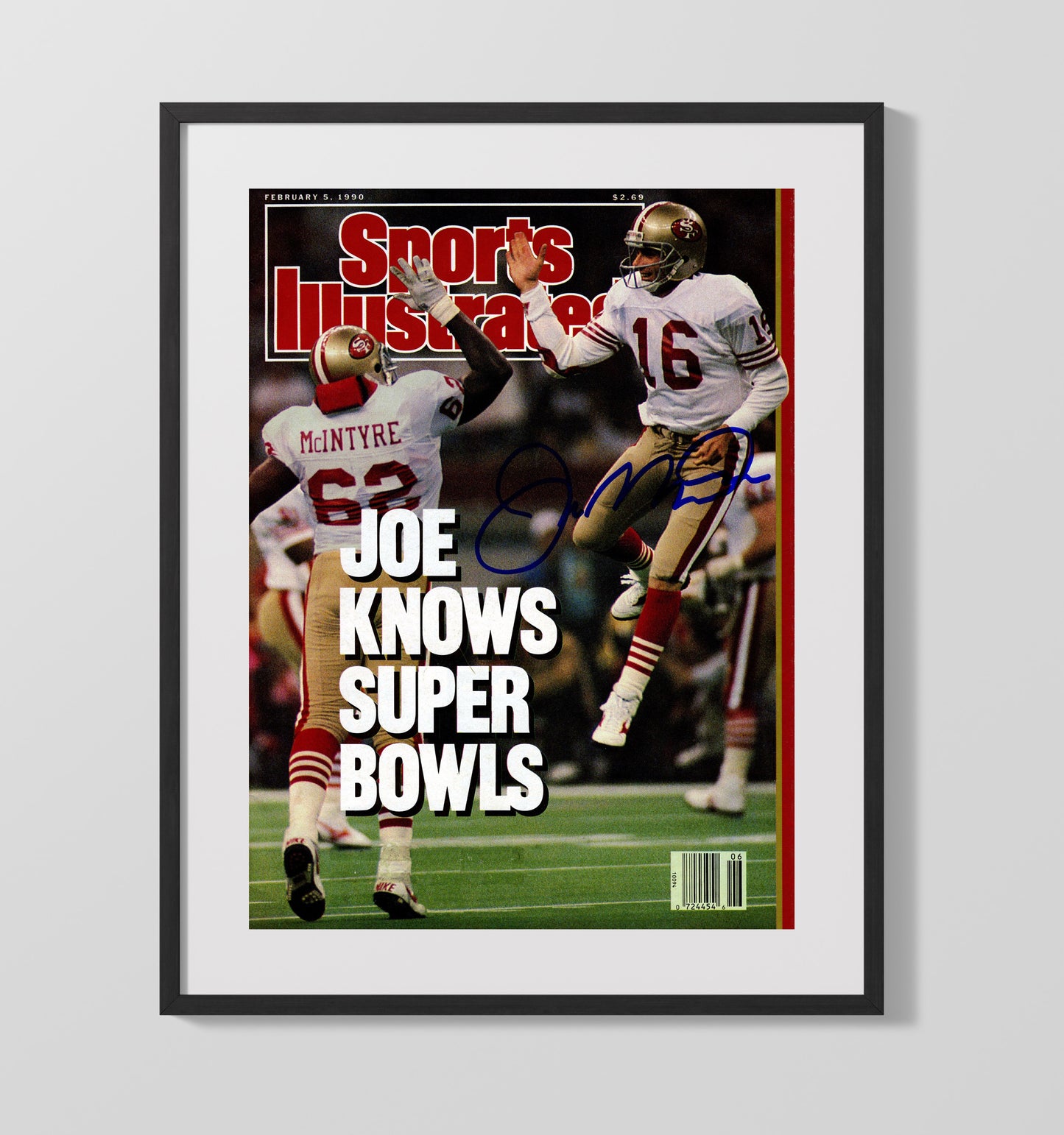 Joe Montana Super Bowls - Joe Knows Vintage Football Wall Art - 16x20 Gallery Frame football decor