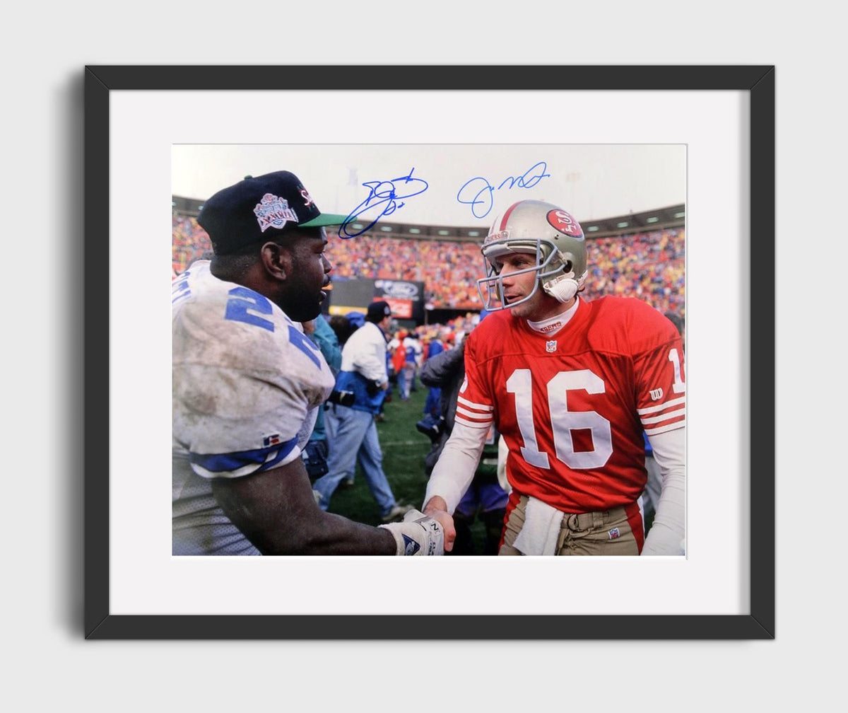 Joe Montana and Emmitt Smith - Legends Handshake - Vintage Football Wall Art - Football Framed Print