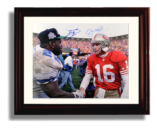 Joe Montana and Emmitt Smith - Legends Handshake Football Wall Art - football wall art print