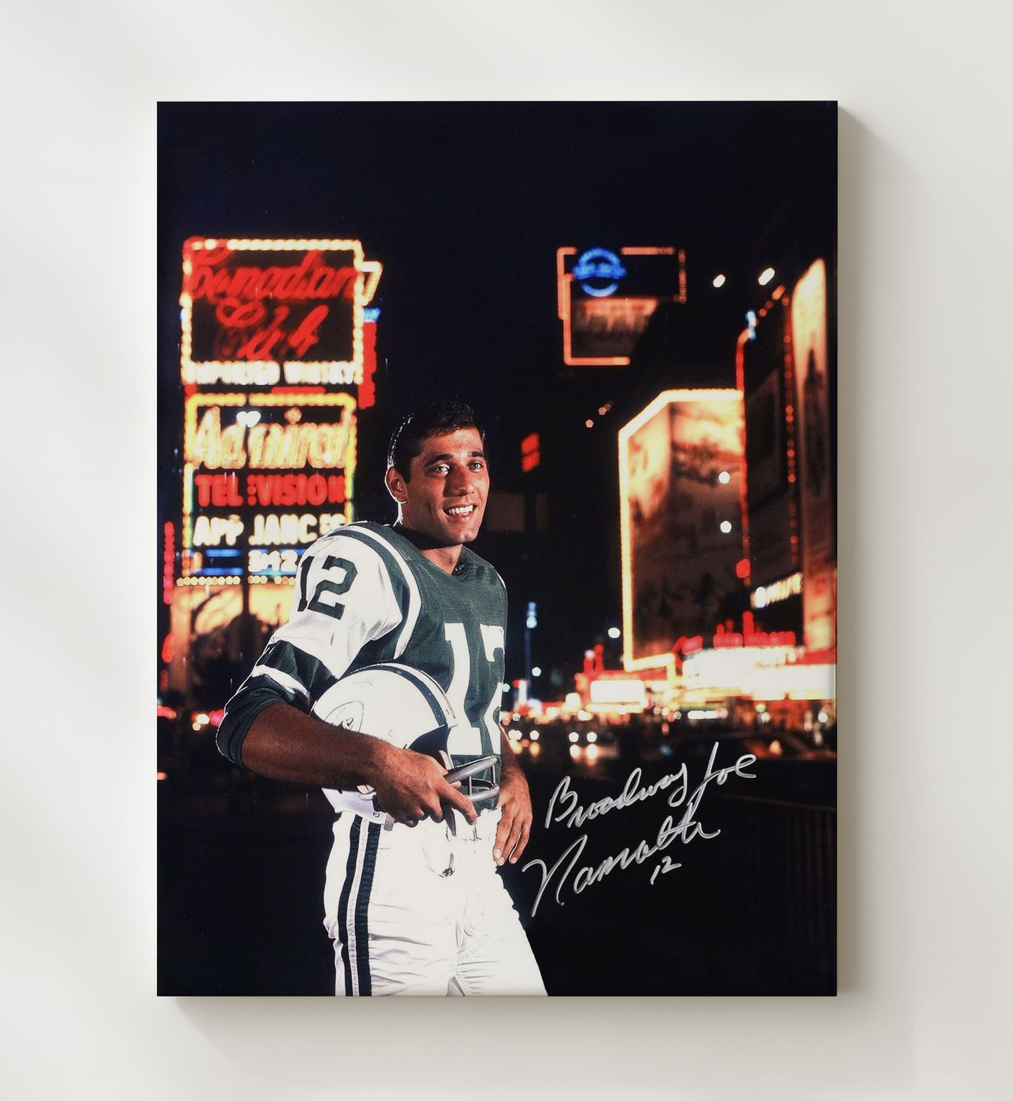 Joe Namath - Broadway Joe Vintage Football Wall Art - 20x24 Canvas football decor