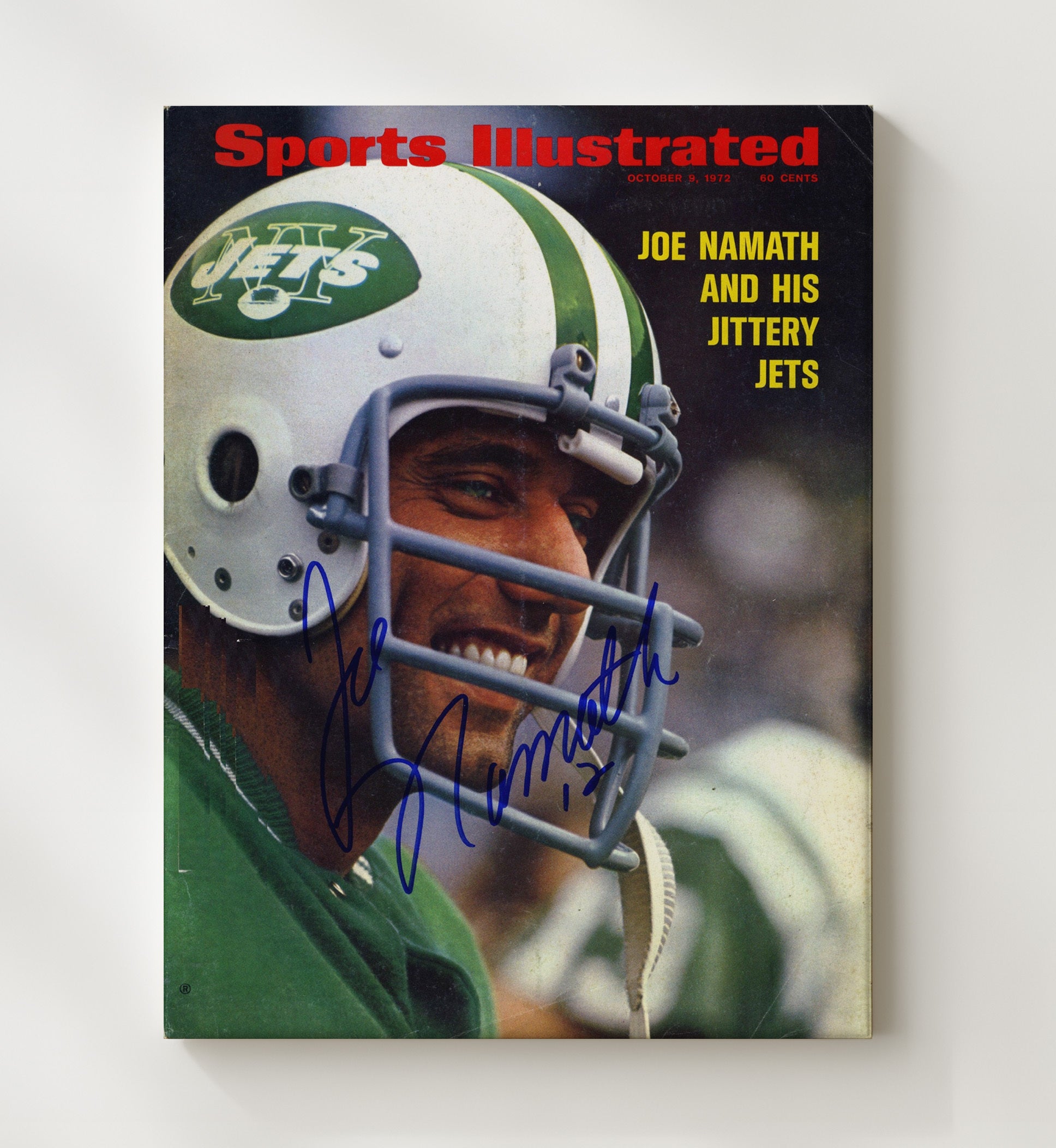 Joe Namath - Broadway Smile Vintage Football Wall Art - 20x24 Canvas football decor