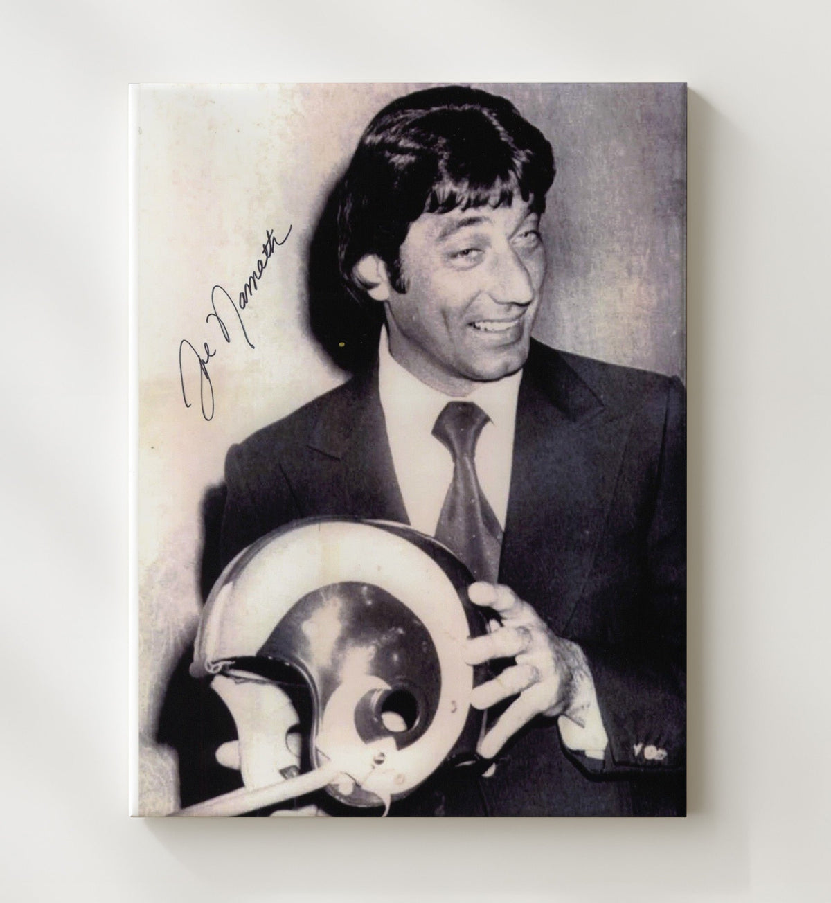 Joe Namath - New York Football Quarterback Holding Rams Helmet 8x10 Canvas vintage football wall art