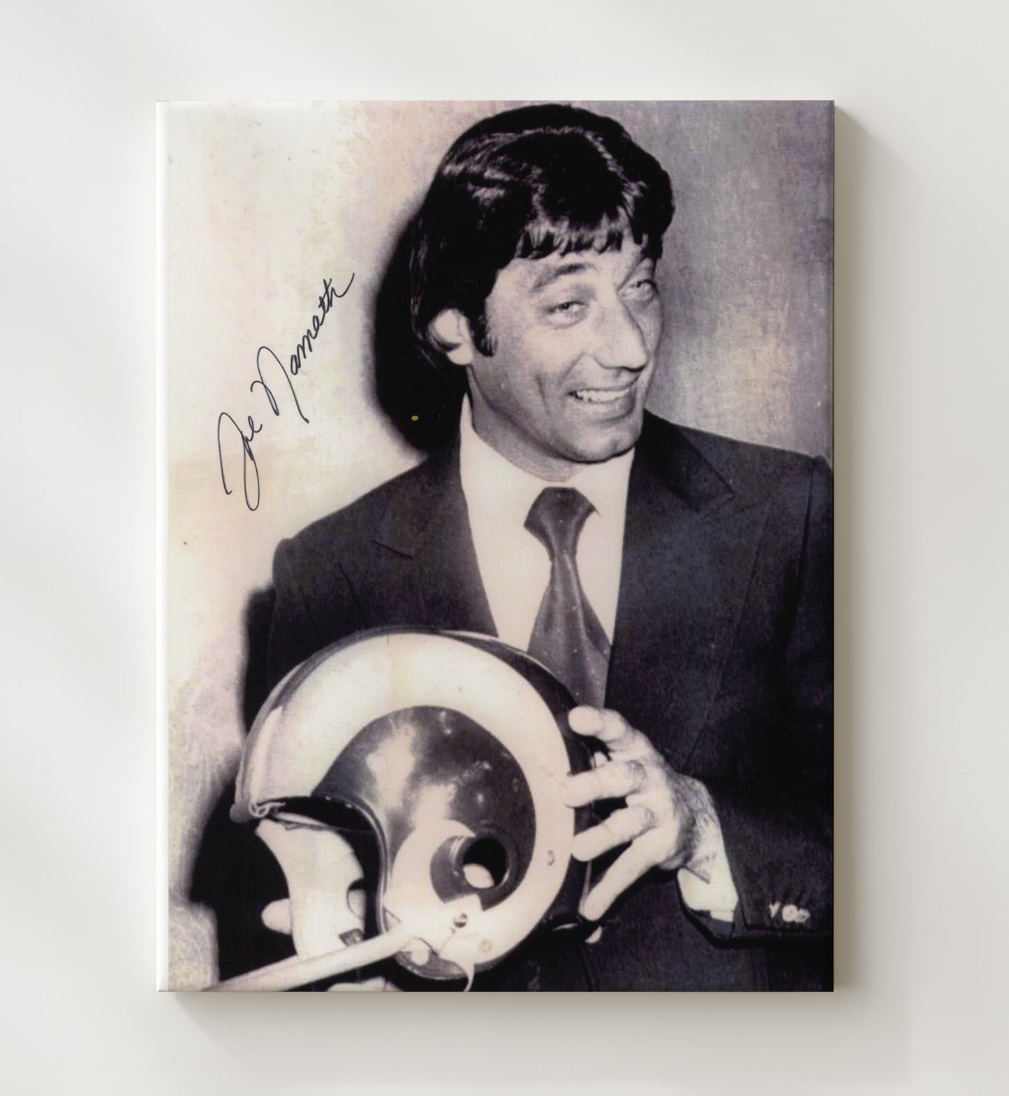 Joe Namath - New York Football Quarterback Holding Rams Helmet Portrait Football Wall Art - football wall art print