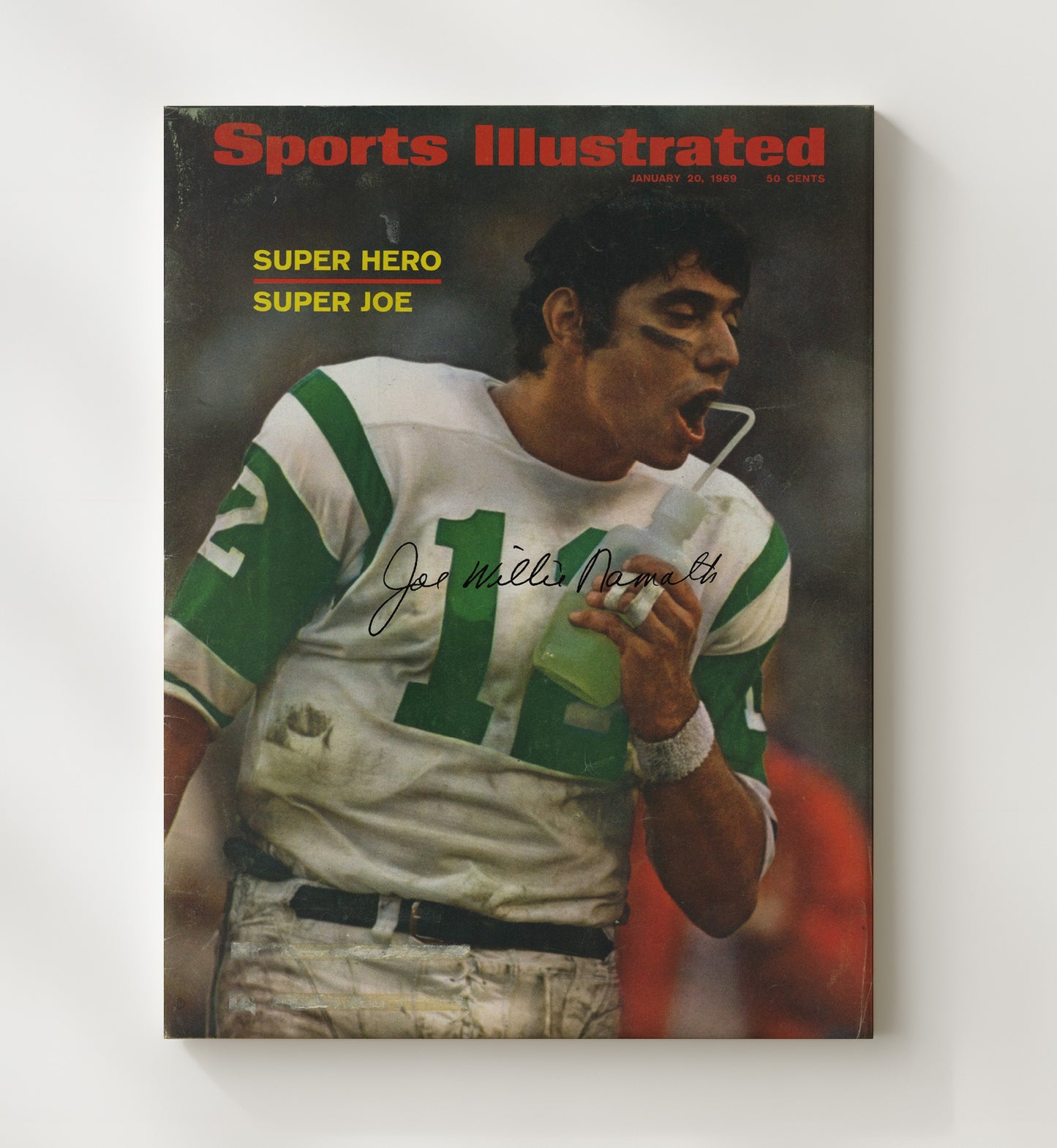 Joe Namath - New York Football Super Bowl III Hero SI Cover 1969 Vintage Football Wall Art - 20x24 Canvas football decor