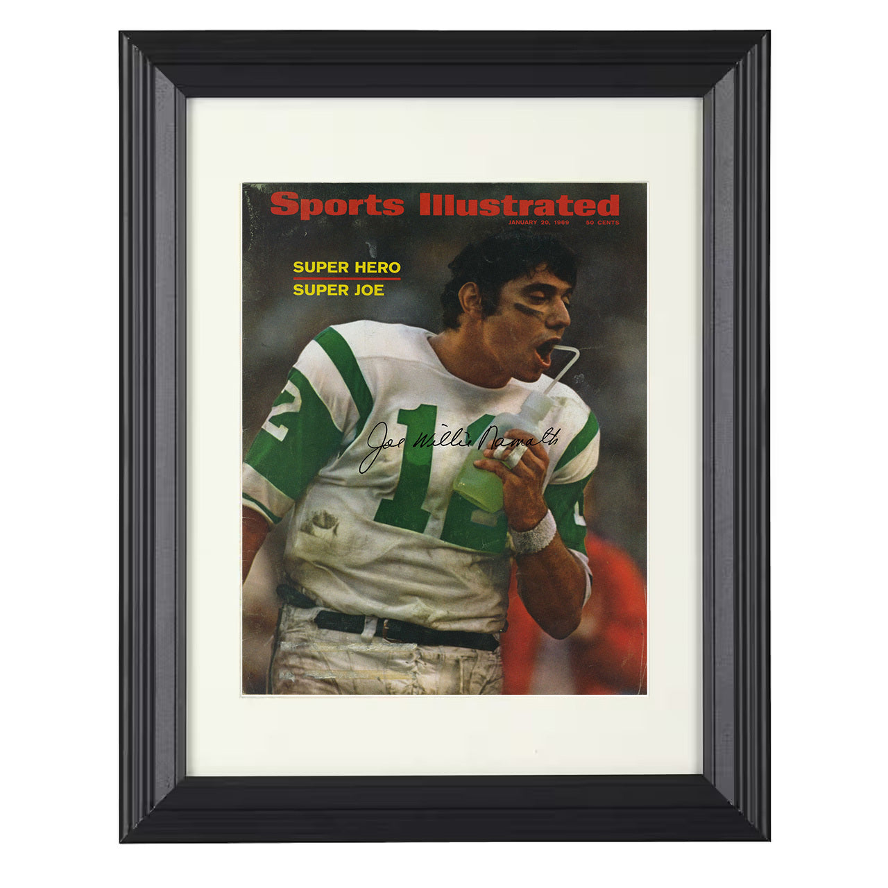 Joe Namath – New York Super Bowl III Hero 1969 SI – 8x10 black beveled framed football wall art