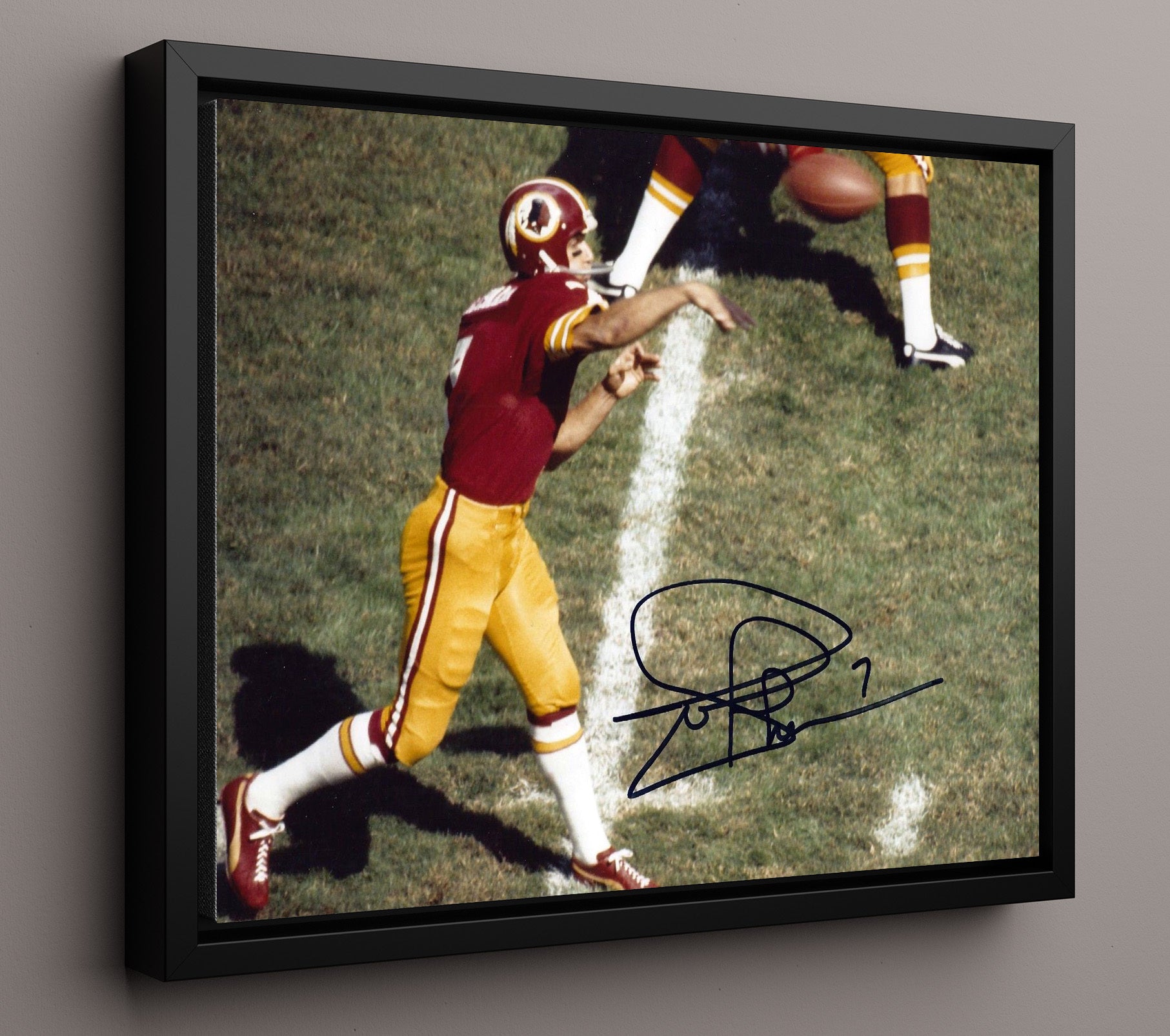 Joe Theismann - Classic Release Vintage Football Wall Art - 16x20 Framed Canvas football decor