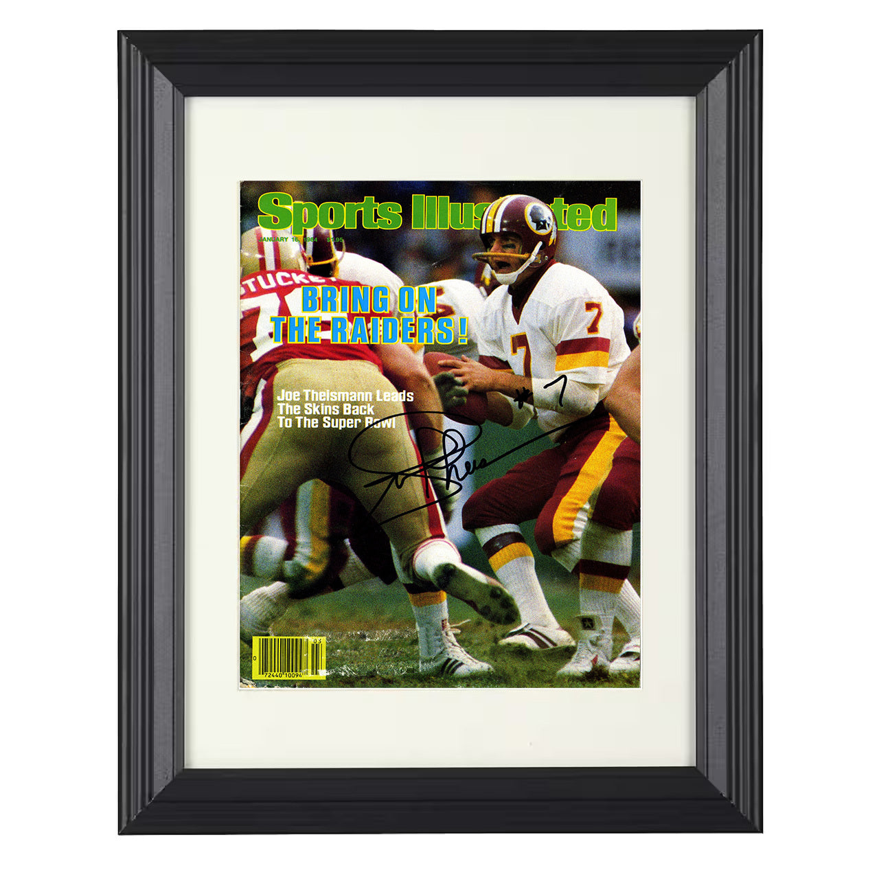 Joe Theismann – Washington Leads Team to Super Bowl 1984 SI – 8x10 black beveled framed football wall art