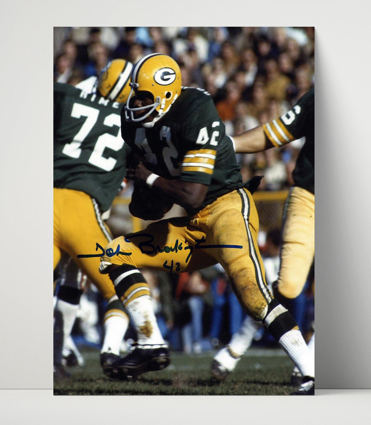 John Brockington - Green Bay football Power Run Through Line Vintage Football Wall Art - 16x20 Unframed Print football decor