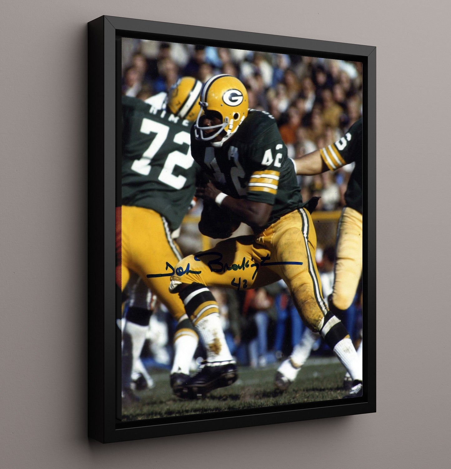 John Brockington - Green Bay Football Power Run Through Line Football Wall Art - football wall art print