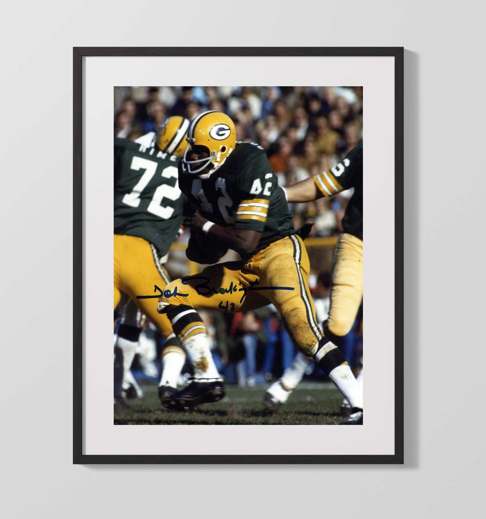 John Brockington - Green Bay Football Power Run Through Line Football Wall Art - football wall art print