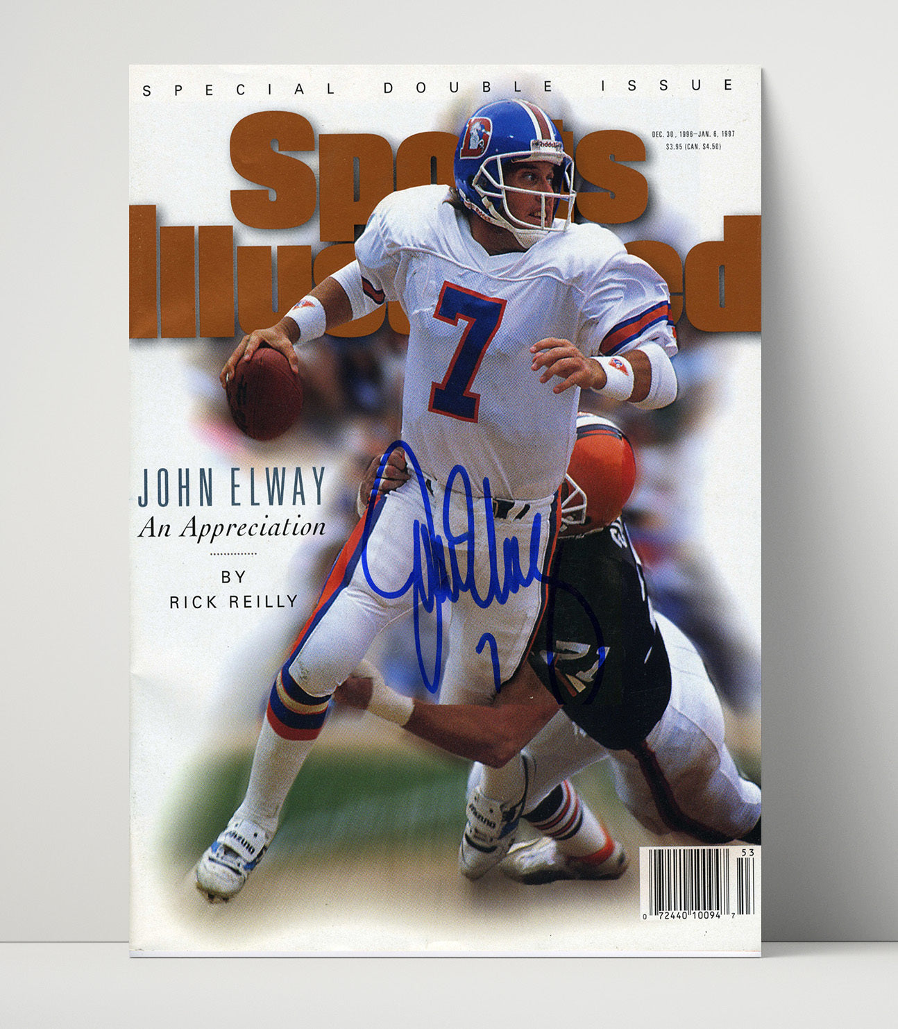 John Elway - Denver football An Appreciation Quarterback Feature 1996 SI Cover Vintage Football Wall Art - 16x20 Unframed Print football decor