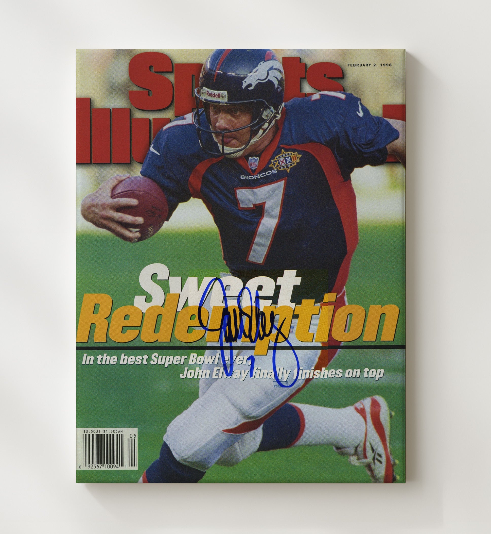John Elway Redemption - Sweet Victory Vintage Football Wall Art - 20x24 Canvas football decor