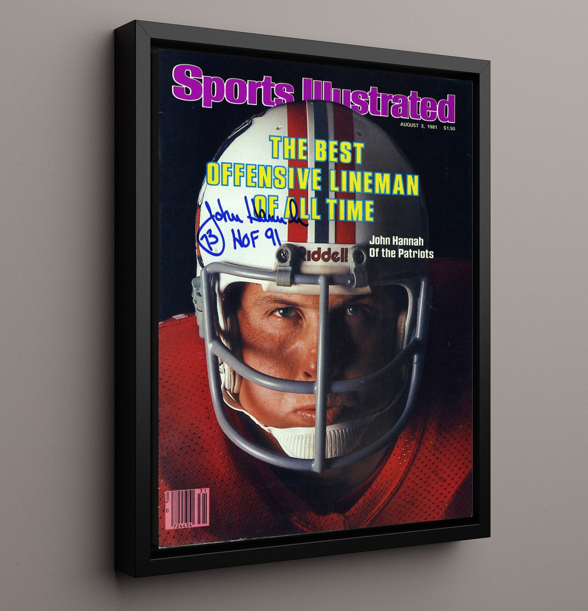 John Hannah Best Lineman - Hog Wild 8x10 Framed Canvas vintage football wall art