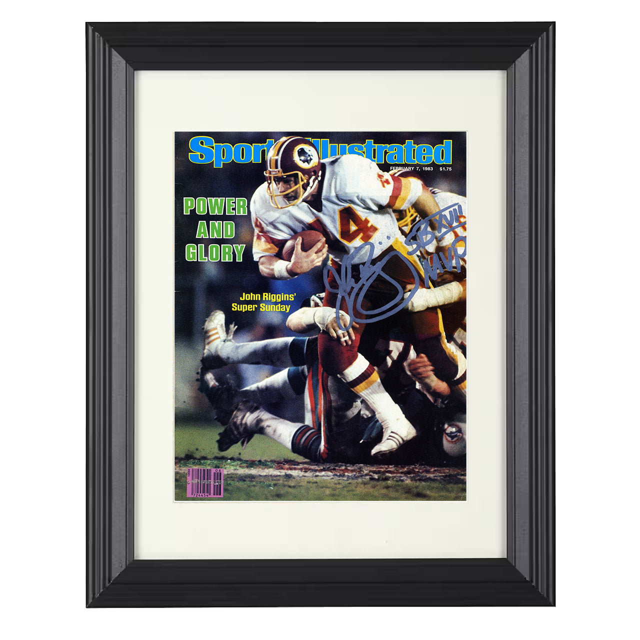 John Riggins Power and Glory – SB MVP Run Image – 8x10 black beveled framed football wall art